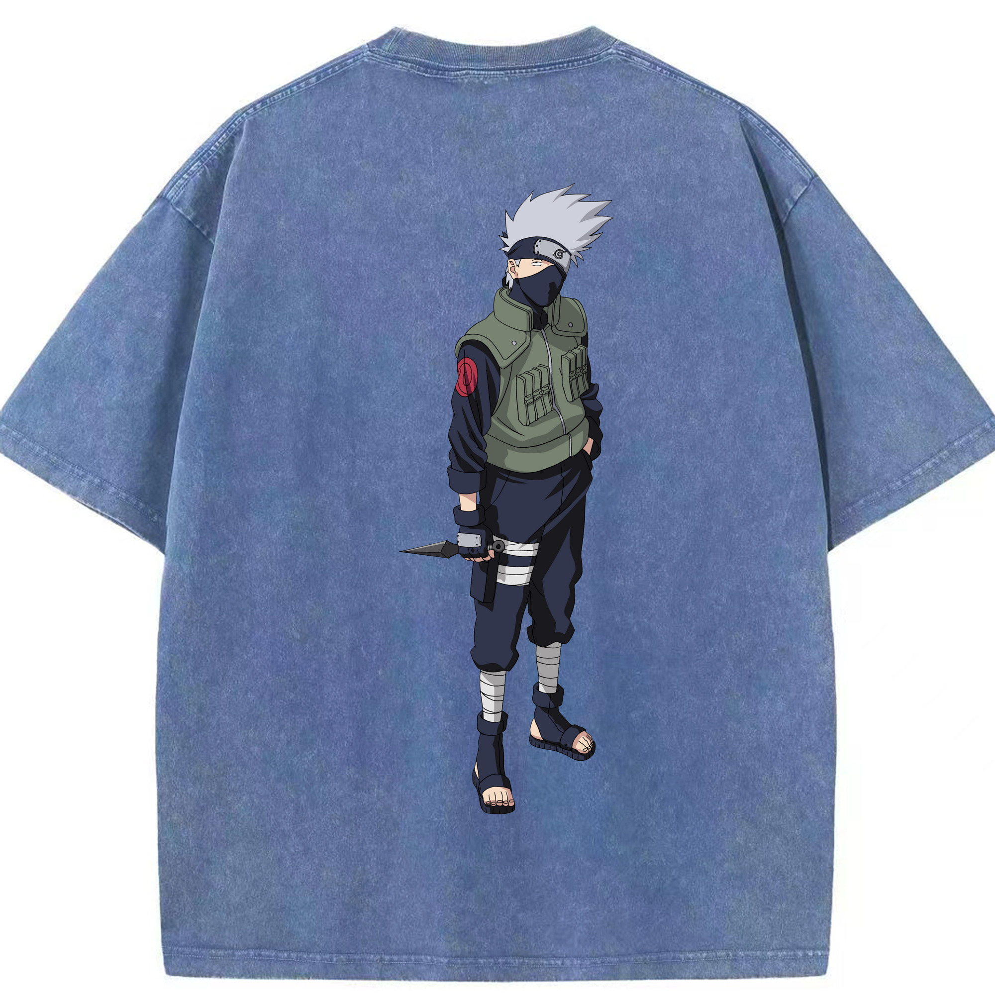 （画像用） NARUTO -ナルト- はたけ カカシ Hatake Kakashi 綿100% ヴィンテージ風 半袖Tシャツ（背面プリント）
