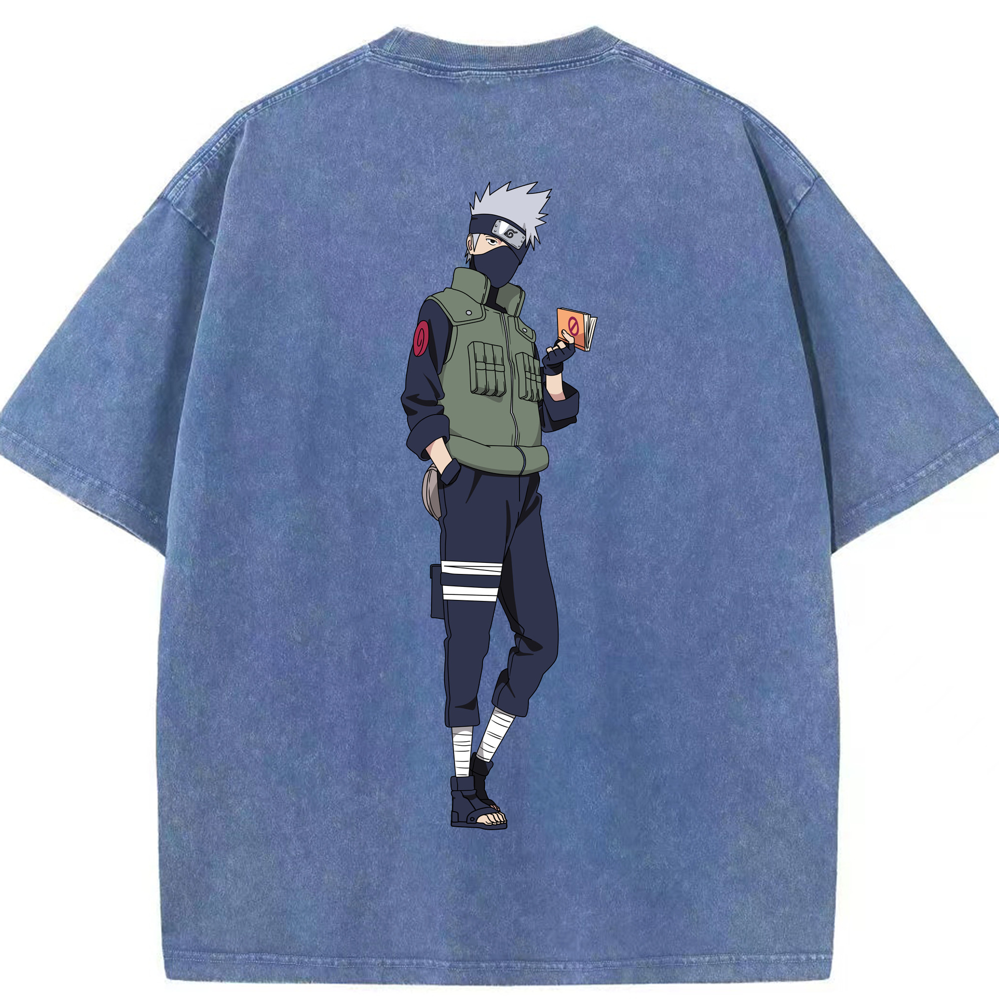 （画像用） NARUTO -ナルト- はたけ カカシ Hatake Kakashi 綿100% ヴィンテージ風 半袖Tシャツ（背面プリント）