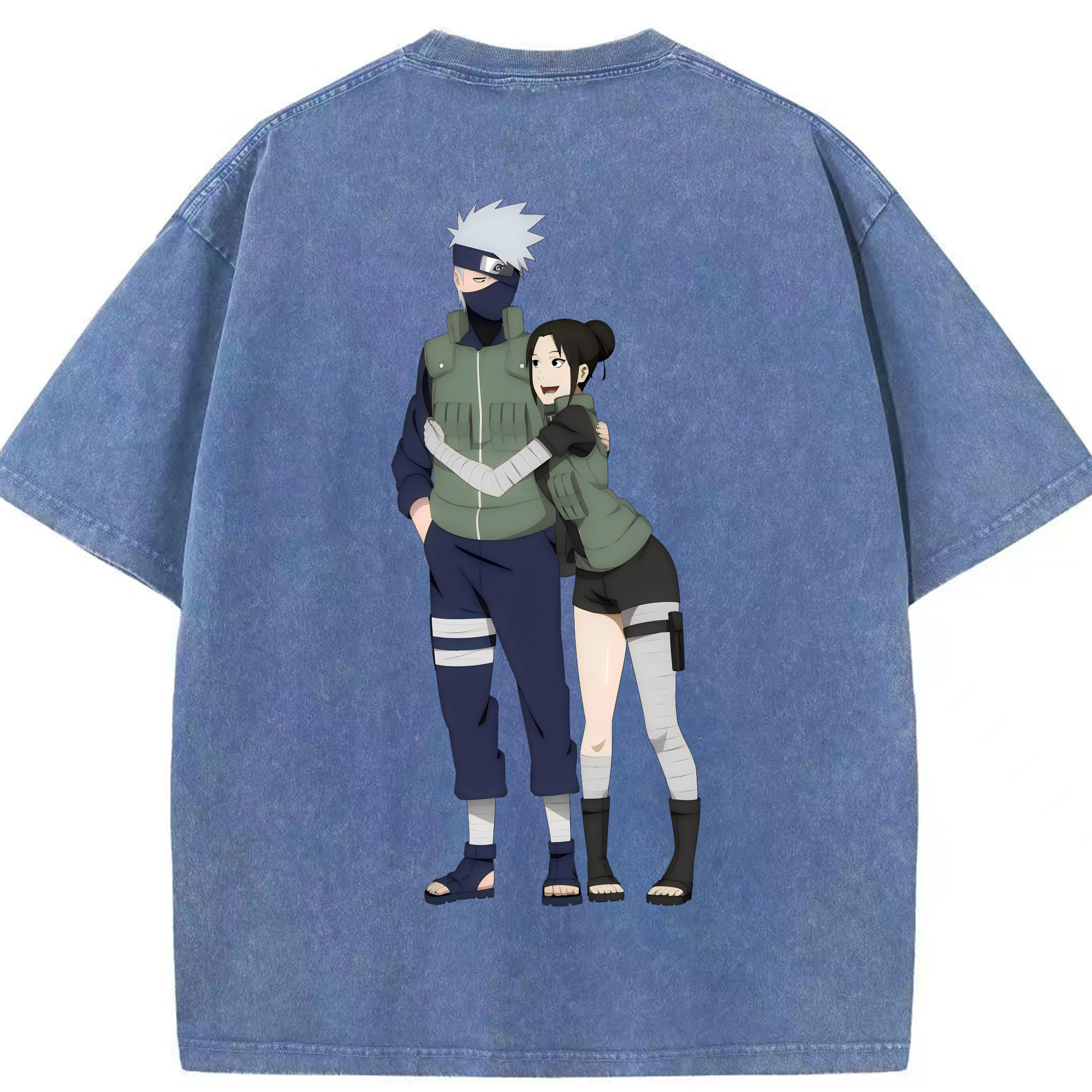 （画像用） NARUTO -ナルト- はたけ カカシ Hatake Kakashi 綿100% ヴィンテージ風 半袖Tシャツ（背面プリント）