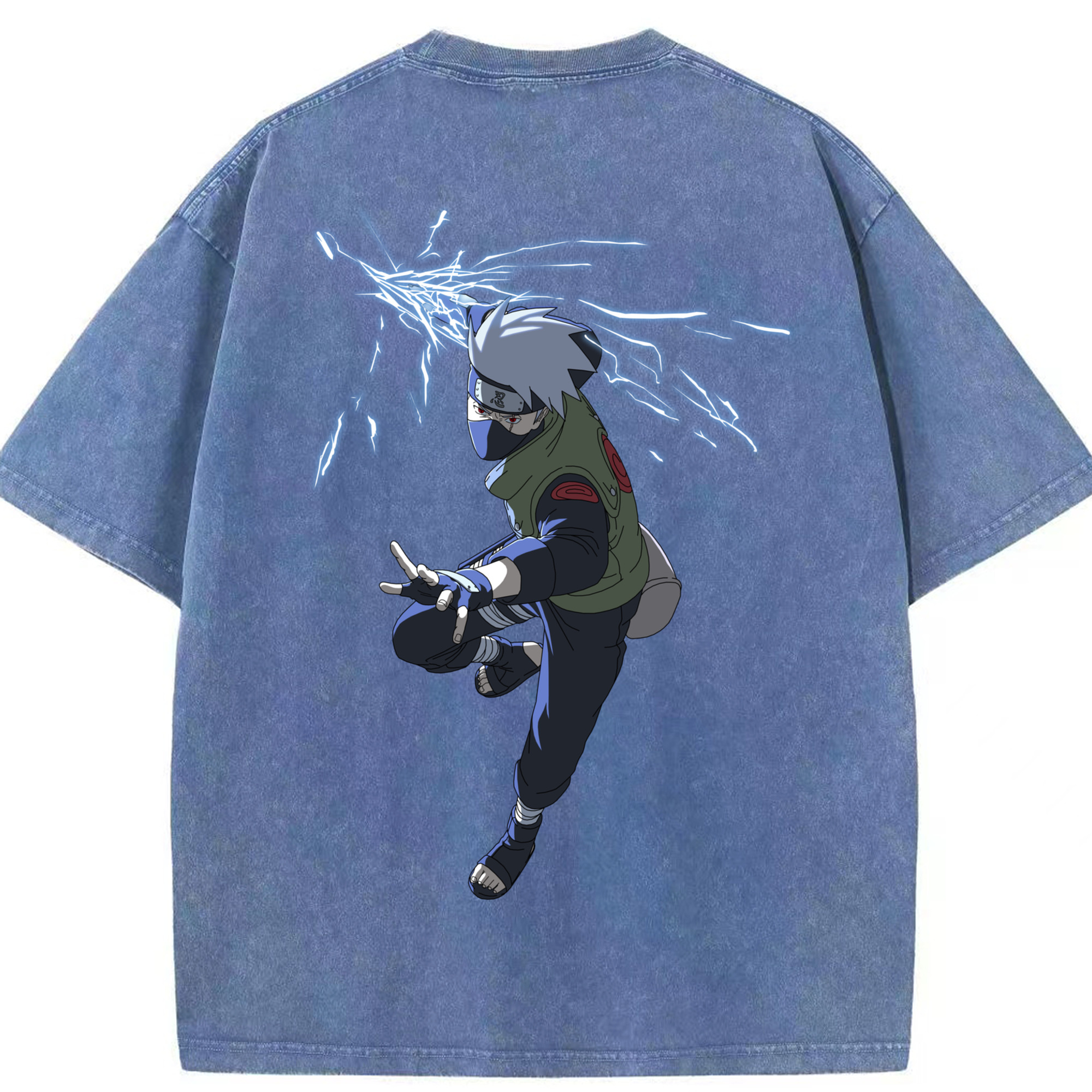 （画像用） NARUTO -ナルト- はたけ カカシ Hatake Kakashi 綿100% ヴィンテージ風 半袖Tシャツ（背面プリント）