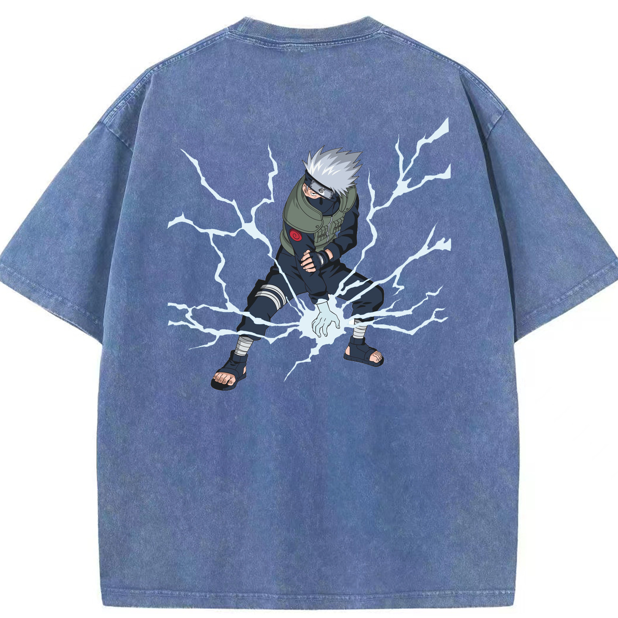 （画像用） NARUTO -ナルト- はたけ カカシ Hatake Kakashi 綿100% ヴィンテージ風 半袖Tシャツ（背面プリント）