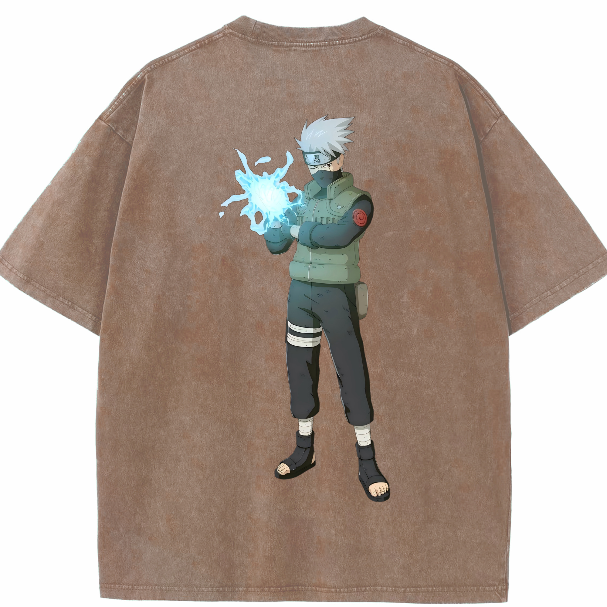 （画像用） NARUTO -ナルト- はたけ カカシ Hatake Kakashi 綿100% ヴィンテージ風 半袖Tシャツ（背面プリント）