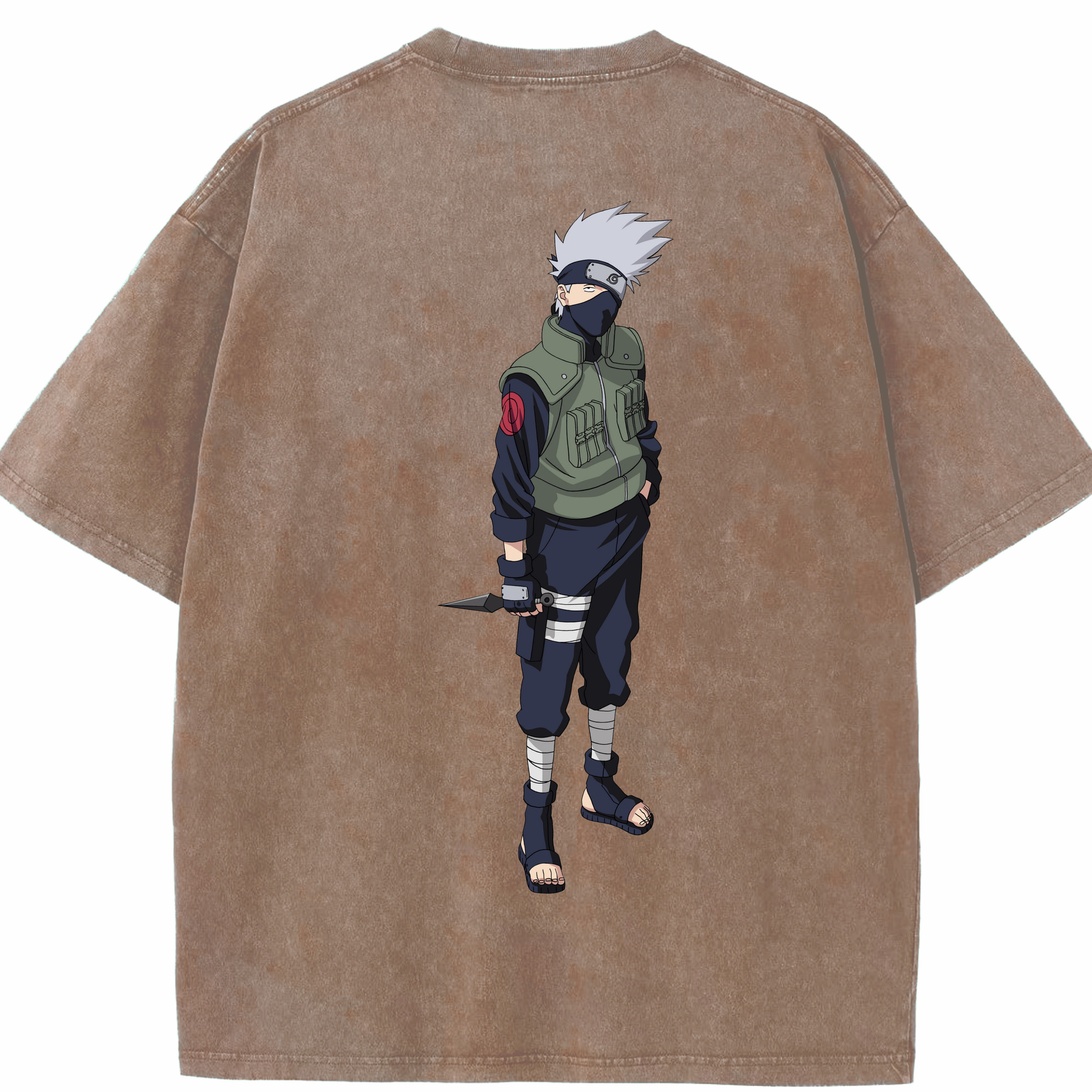 （画像用） NARUTO -ナルト- はたけ カカシ Hatake Kakashi 綿100% ヴィンテージ風 半袖Tシャツ（背面プリント）