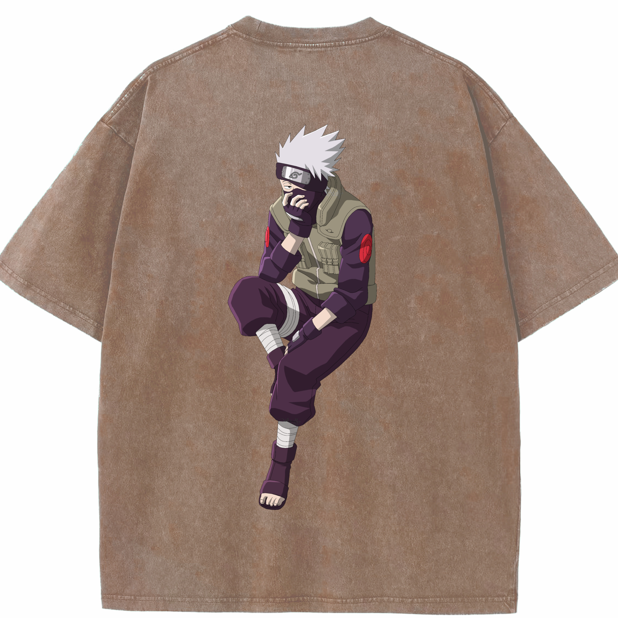 （画像用） NARUTO -ナルト- はたけ カカシ Hatake Kakashi 綿100% ヴィンテージ風 半袖Tシャツ（背面プリント）