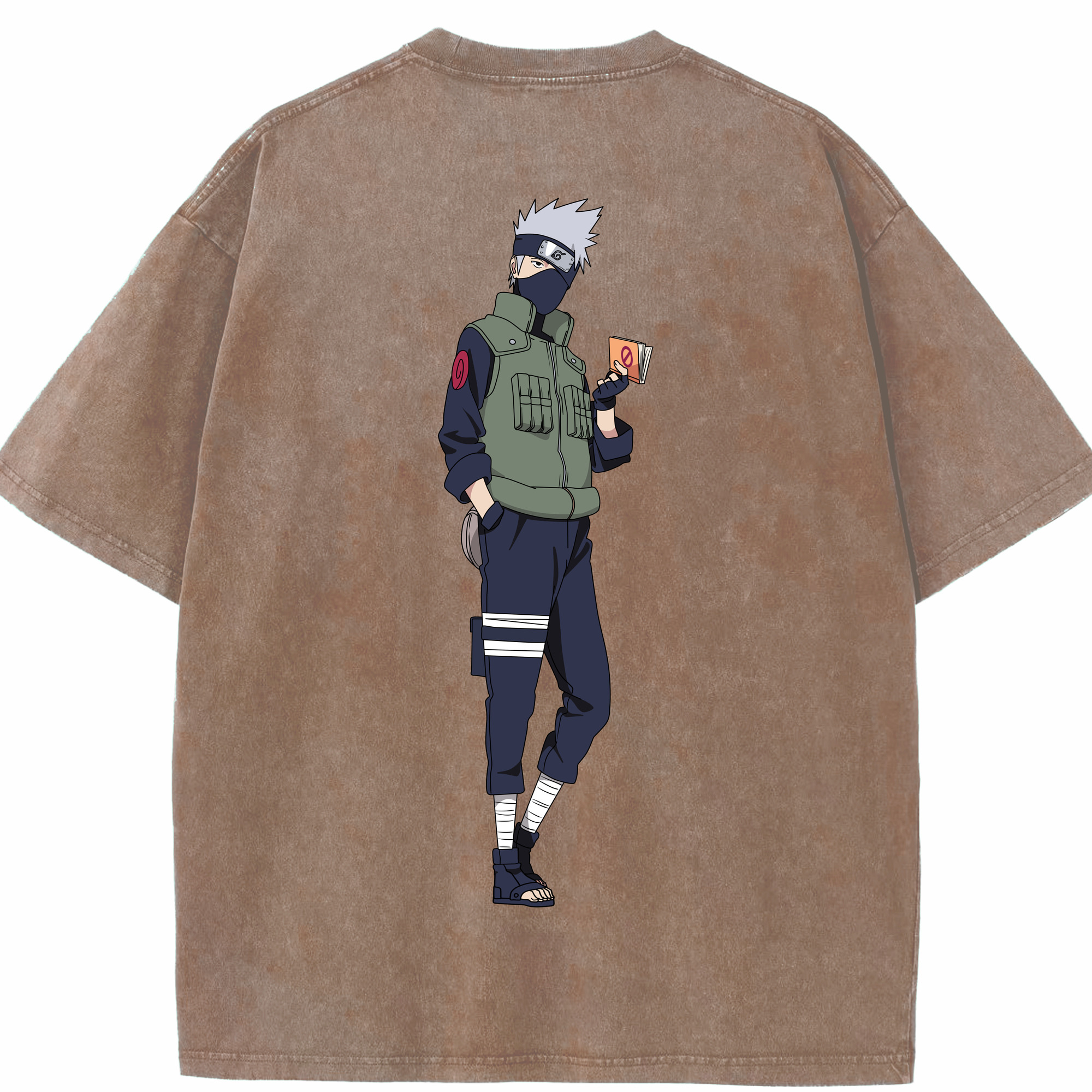 （画像用） NARUTO -ナルト- はたけ カカシ Hatake Kakashi 綿100% ヴィンテージ風 半袖Tシャツ（背面プリント）
