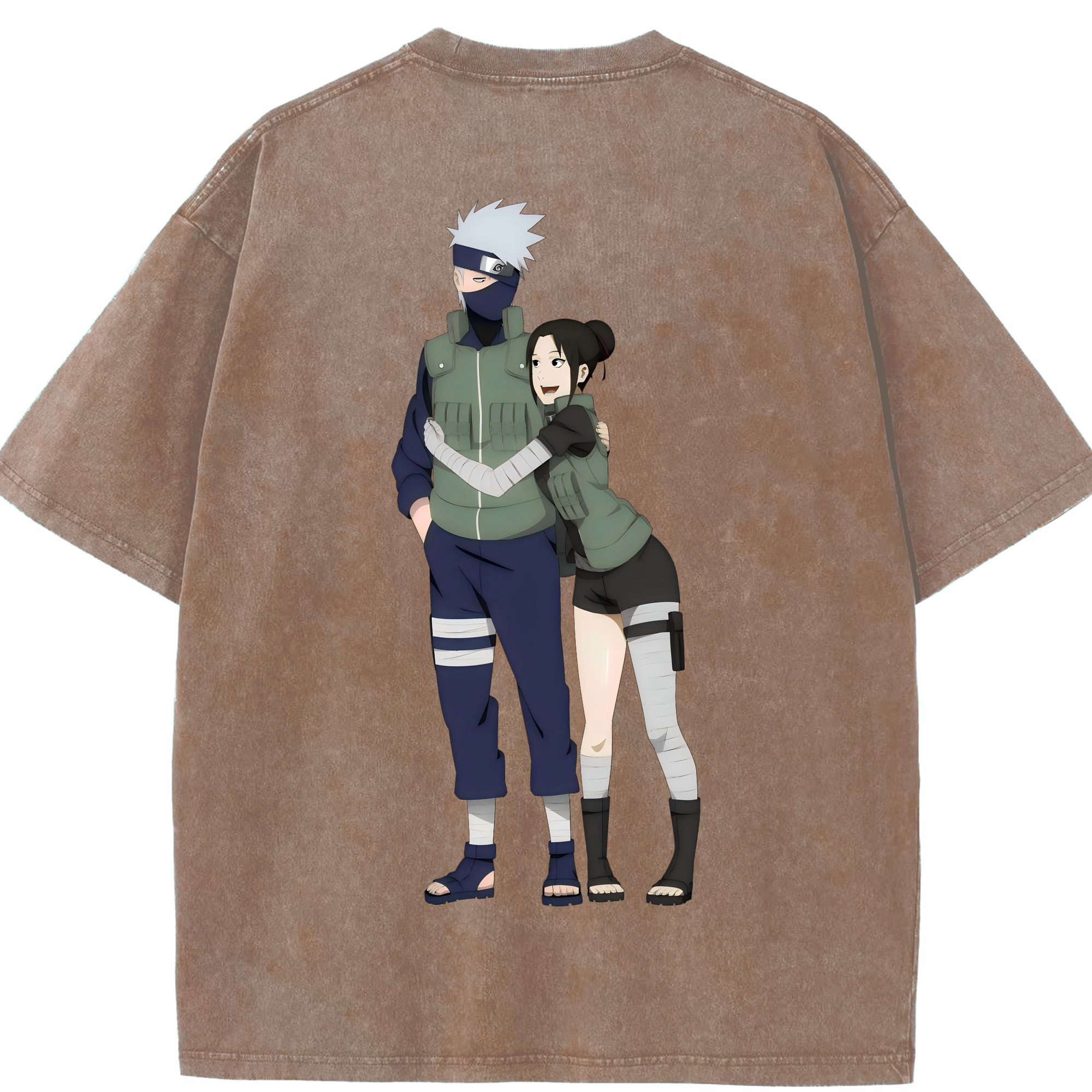 （画像用） NARUTO -ナルト- はたけ カカシ Hatake Kakashi 綿100% ヴィンテージ風 半袖Tシャツ（背面プリント）