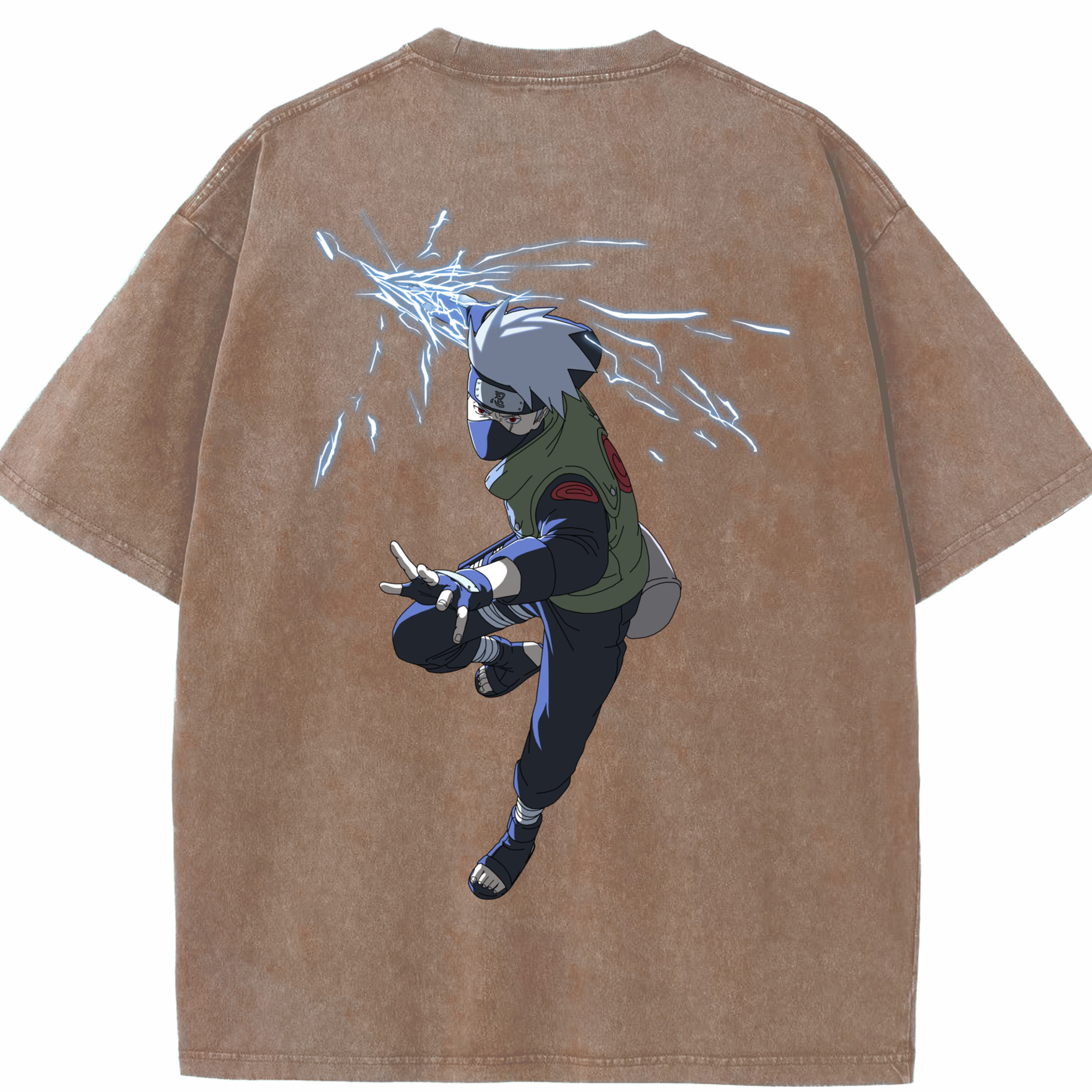 （画像用） NARUTO -ナルト- はたけ カカシ Hatake Kakashi 綿100% ヴィンテージ風 半袖Tシャツ（背面プリント）