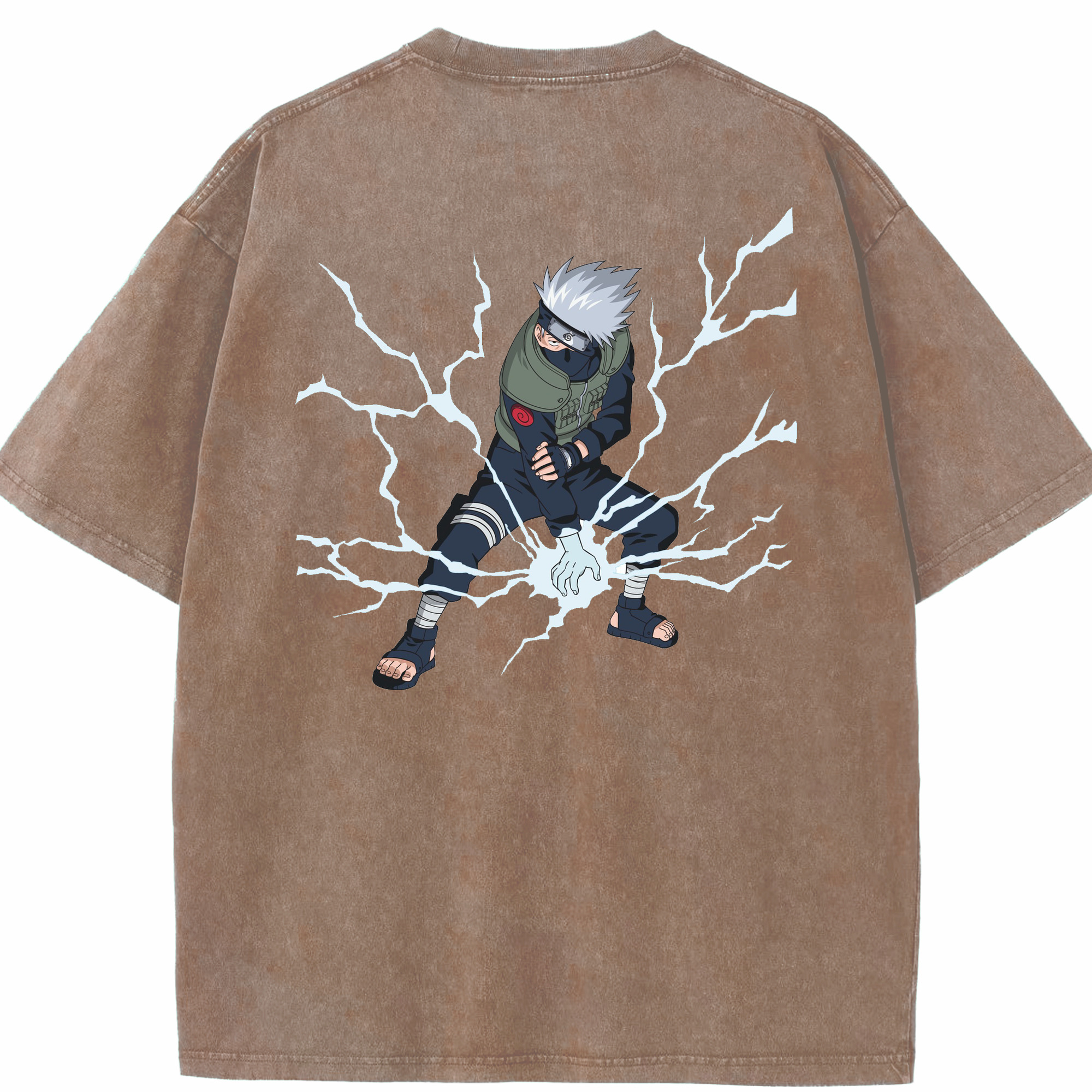 （画像用） NARUTO -ナルト- はたけ カカシ Hatake Kakashi 綿100% ヴィンテージ風 半袖Tシャツ（背面プリント）