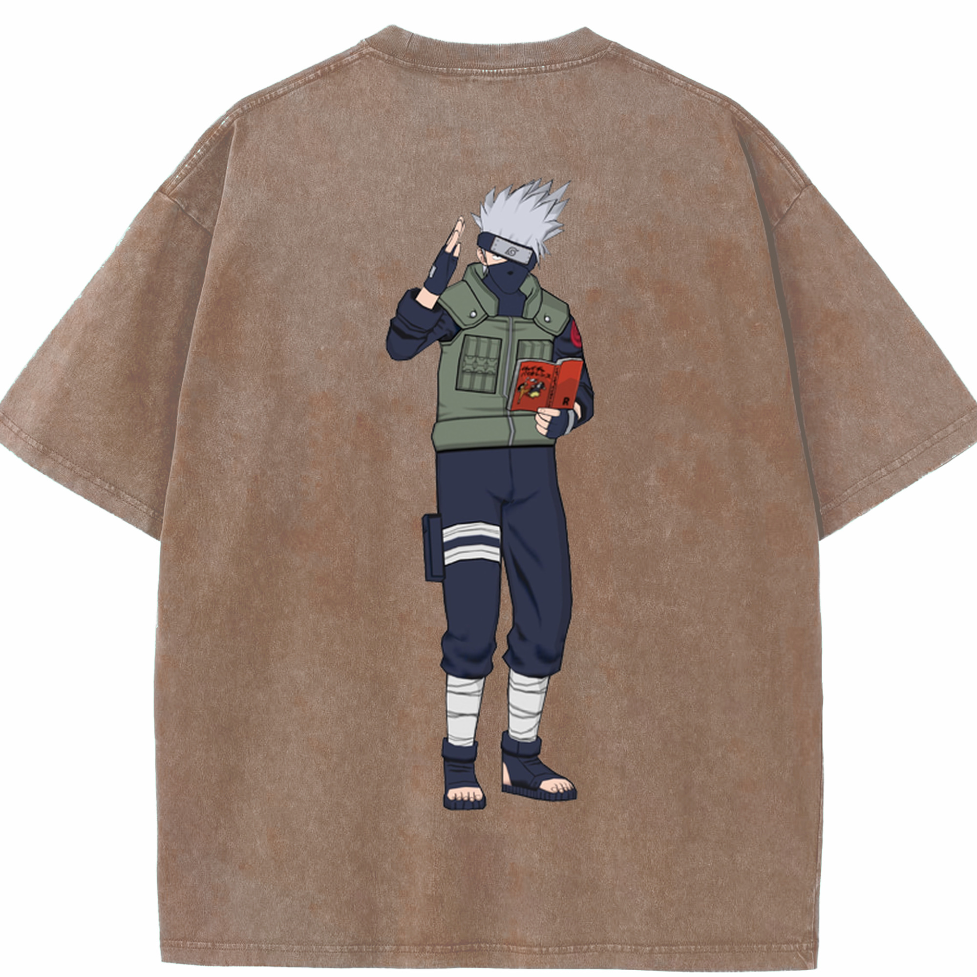（画像用） NARUTO -ナルト- はたけ カカシ Hatake Kakashi 綿100% ヴィンテージ風 半袖Tシャツ（背面プリント）