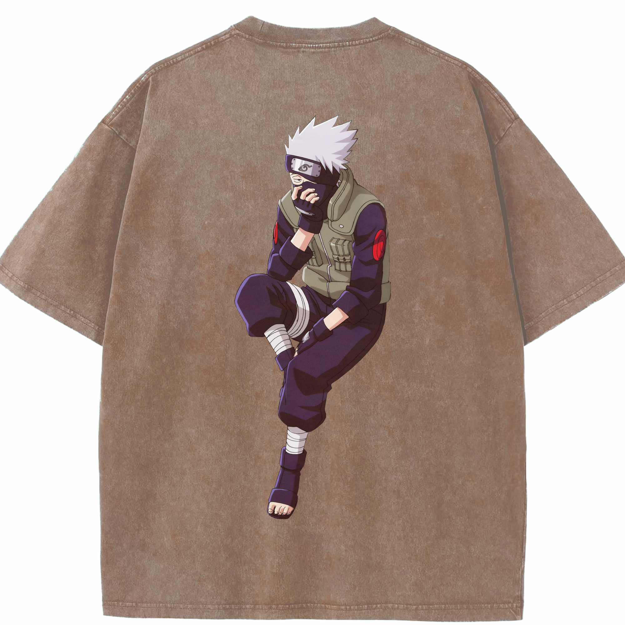 （画像用） NARUTO -ナルト- はたけ カカシ Hatake Kakashi 綿100% ヴィンテージ風 半袖Tシャツ（背面プリント）