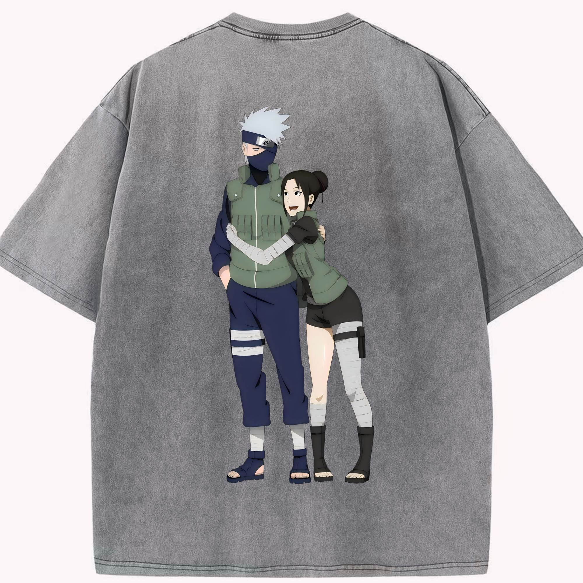 （画像用） NARUTO -ナルト- はたけ カカシ Hatake Kakashi 綿100% ヴィンテージ風 半袖Tシャツ（背面プリント）