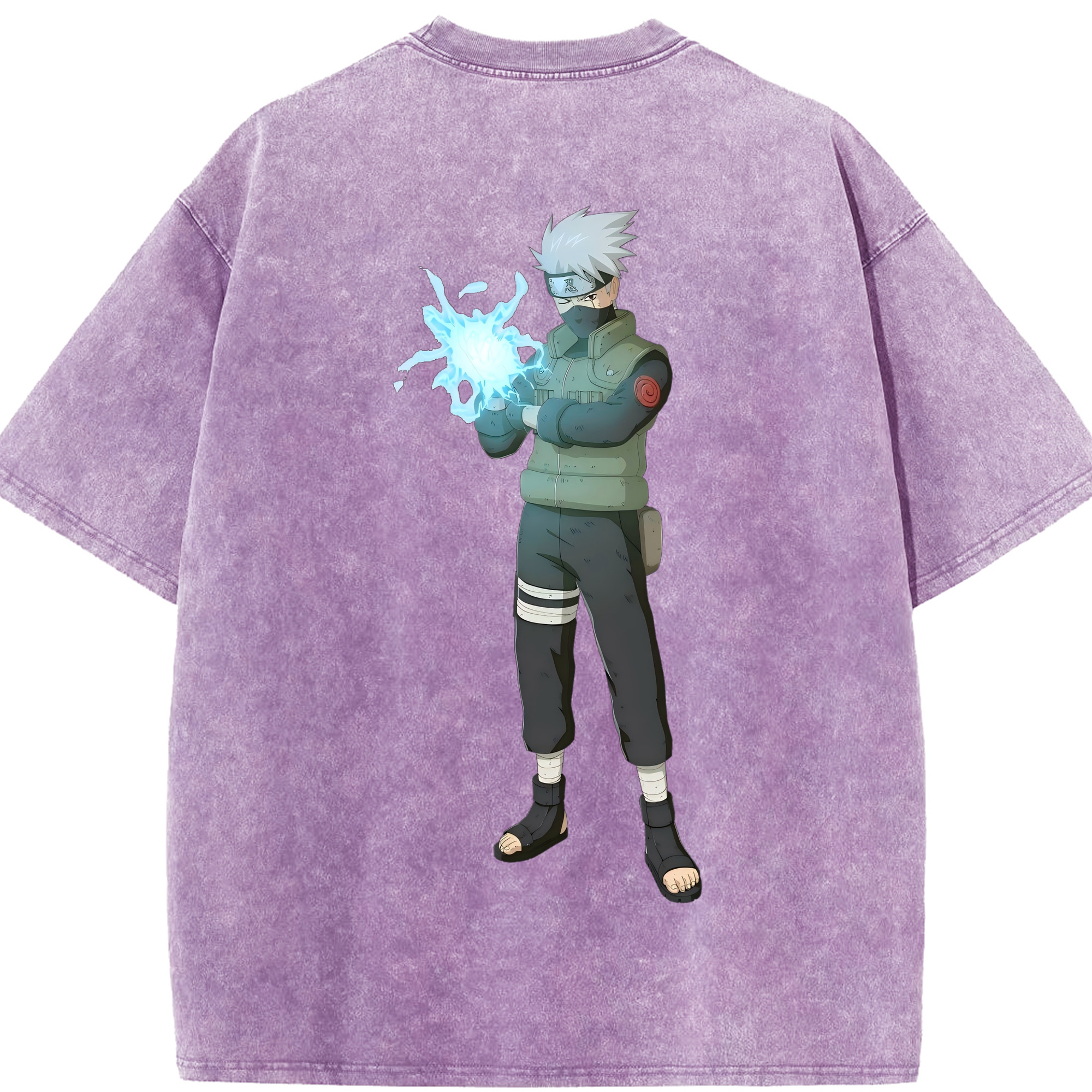 （画像用） NARUTO -ナルト- はたけ カカシ Hatake Kakashi 綿100% ヴィンテージ風 半袖Tシャツ（背面プリント）