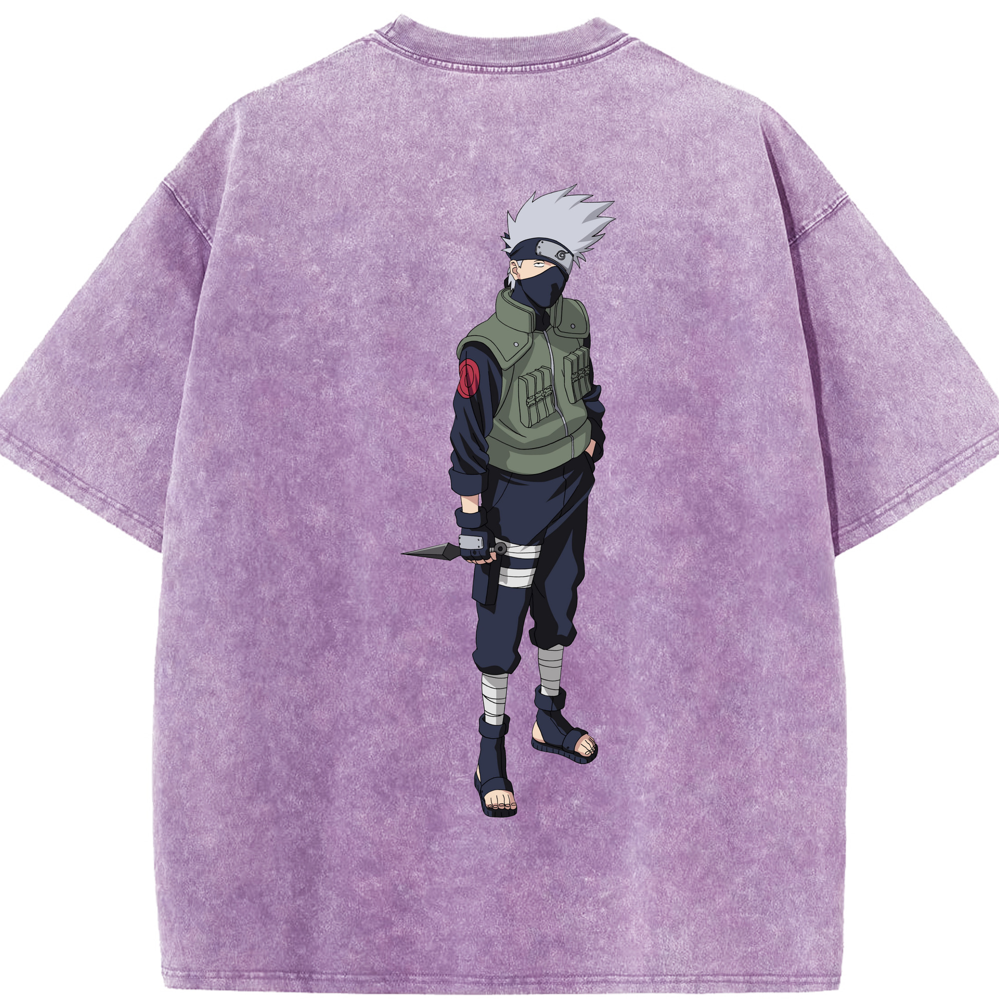 （画像用） NARUTO -ナルト- はたけ カカシ Hatake Kakashi 綿100% ヴィンテージ風 半袖Tシャツ（背面プリント）