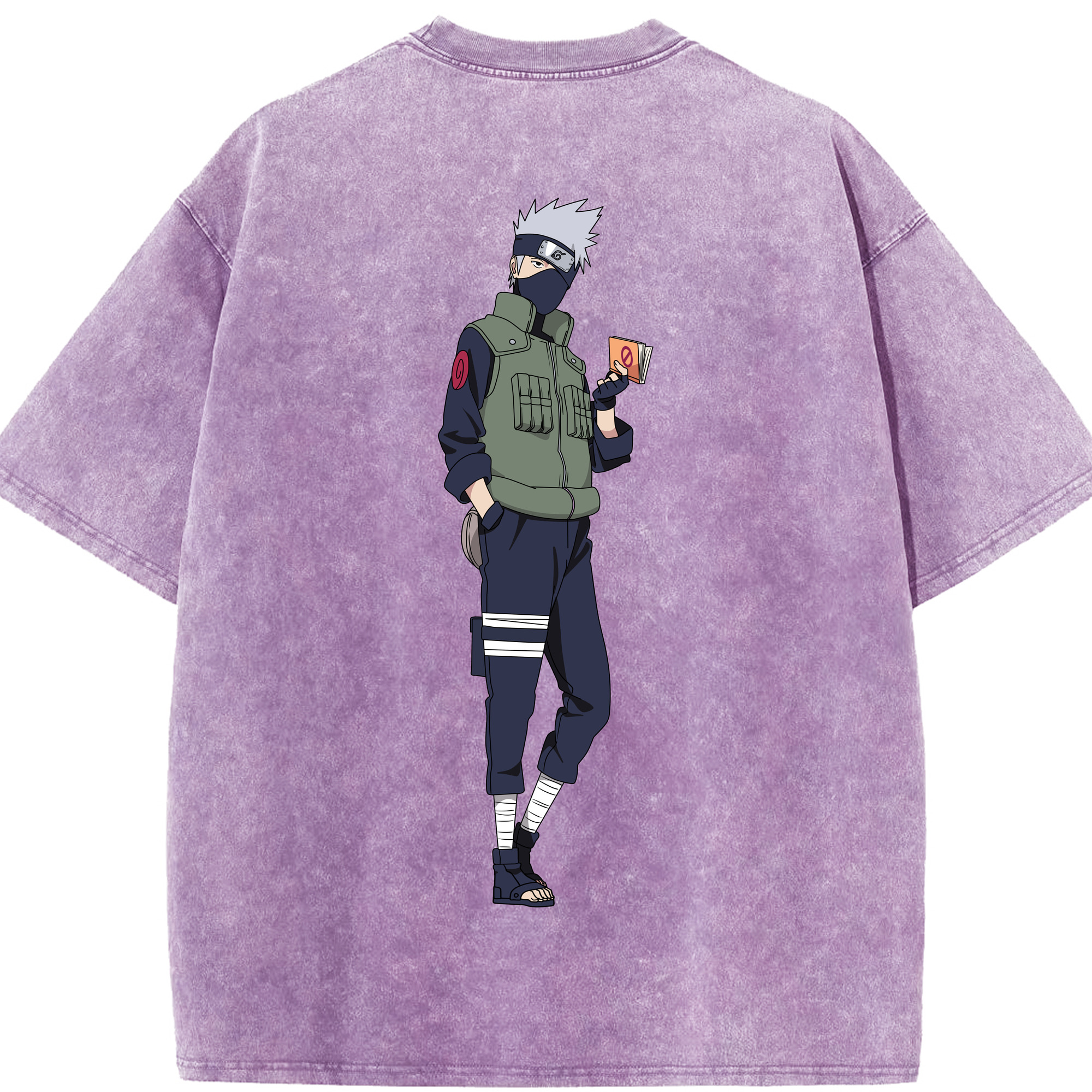 （画像用） NARUTO -ナルト- はたけ カカシ Hatake Kakashi 綿100% ヴィンテージ風 半袖Tシャツ（背面プリント）