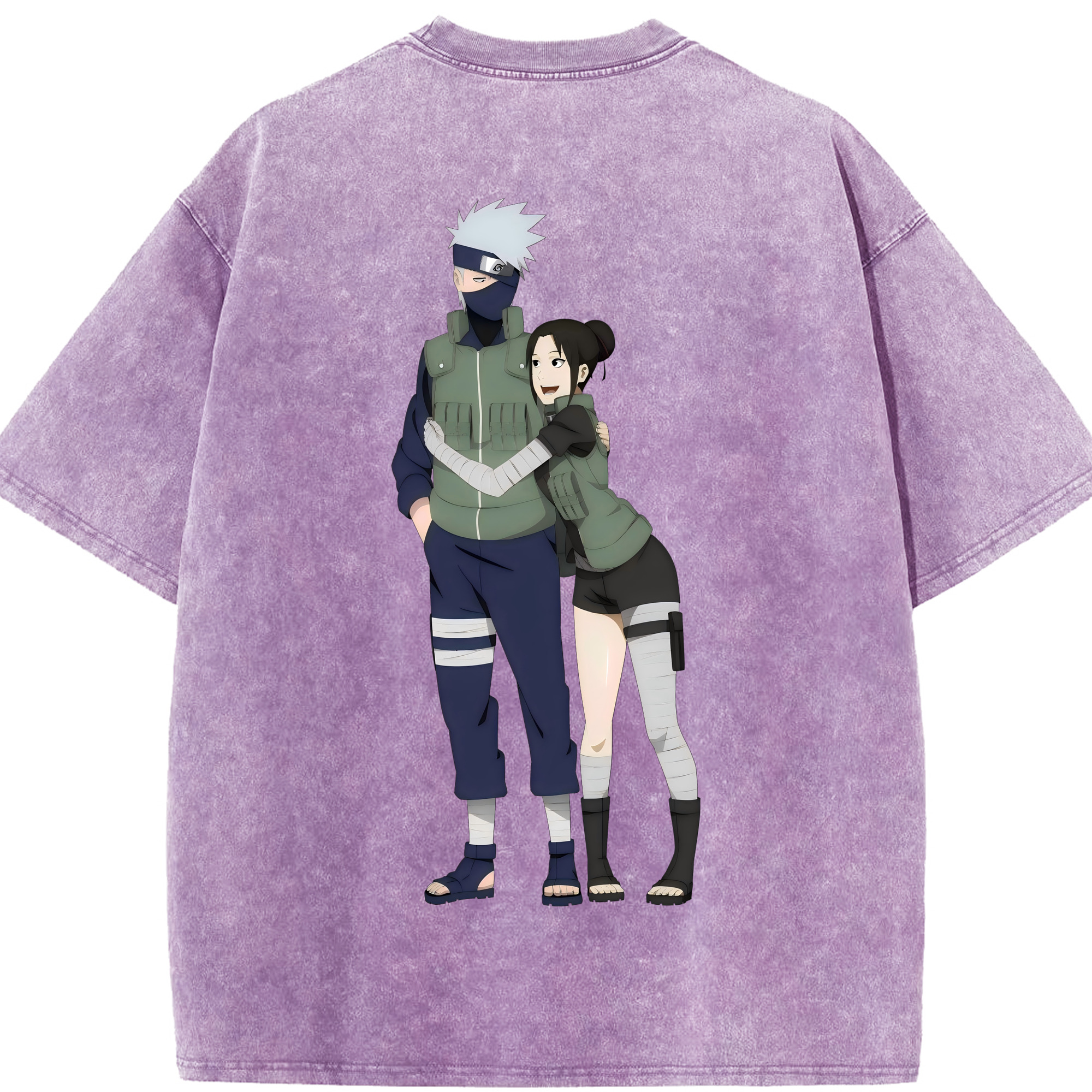 （画像用） NARUTO -ナルト- はたけ カカシ Hatake Kakashi 綿100% ヴィンテージ風 半袖Tシャツ（背面プリント）