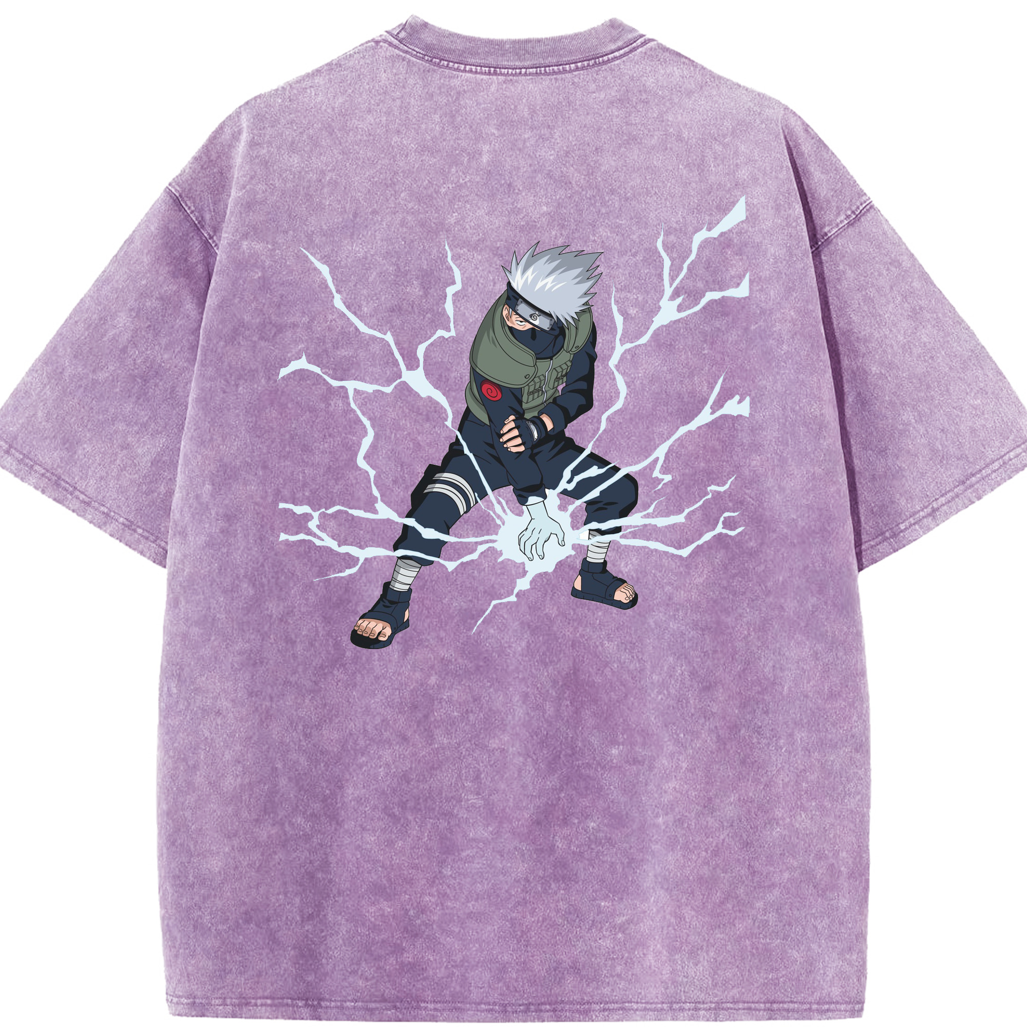 （画像用） NARUTO -ナルト- はたけ カカシ Hatake Kakashi 綿100% ヴィンテージ風 半袖Tシャツ（背面プリント）