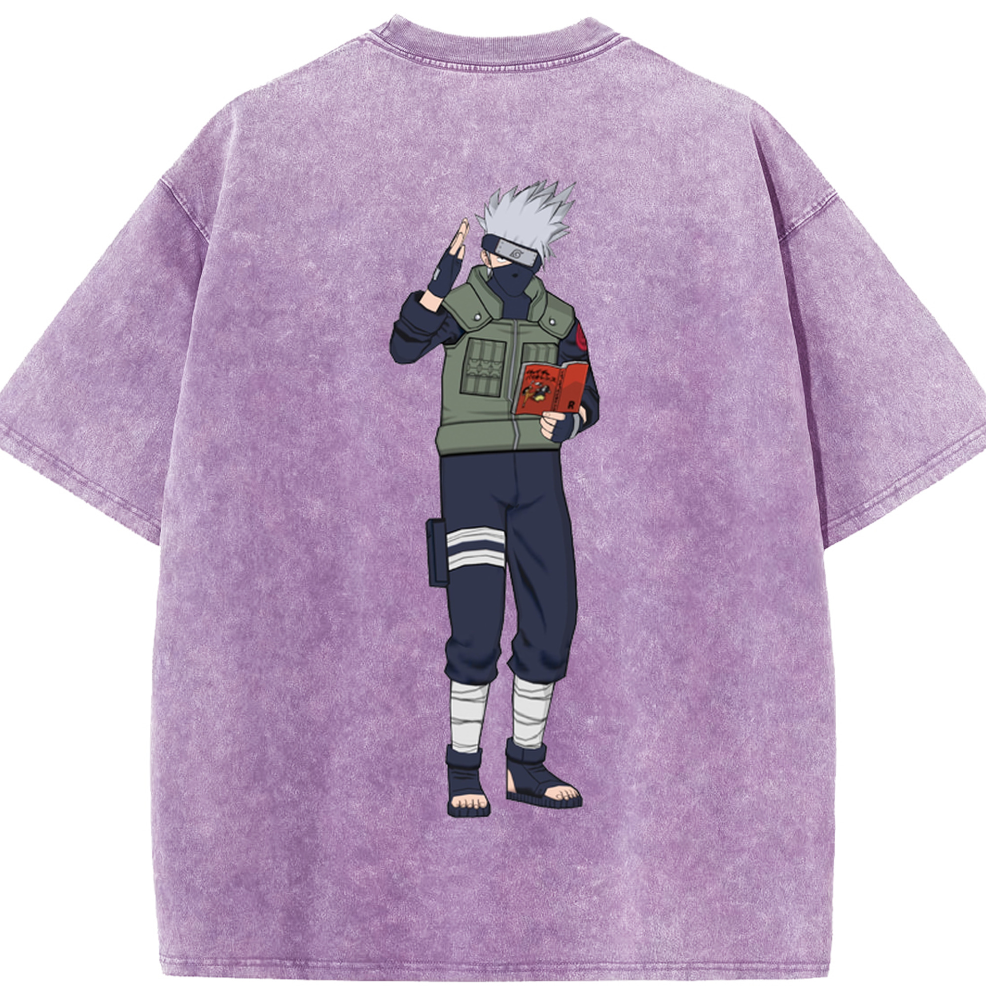 （画像用） NARUTO -ナルト- はたけ カカシ Hatake Kakashi 綿100% ヴィンテージ風 半袖Tシャツ（背面プリント）