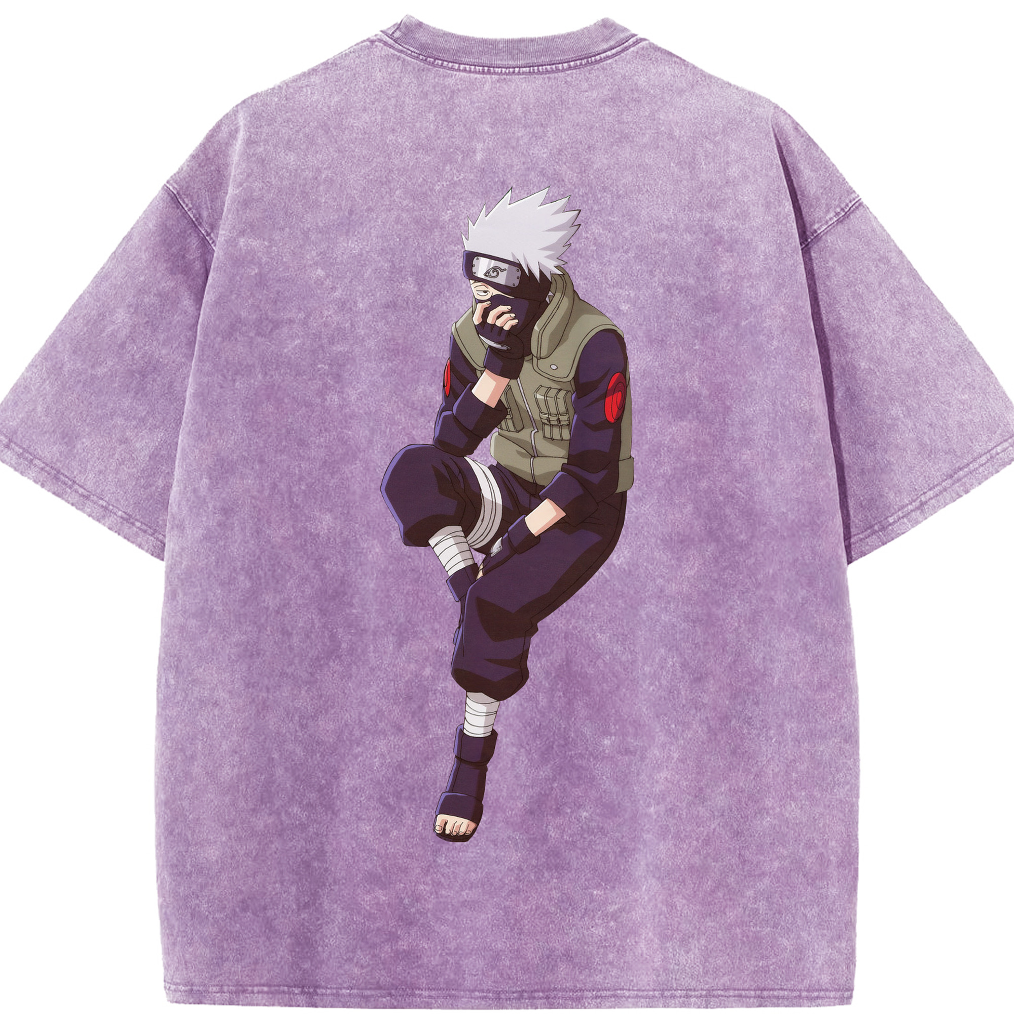 （画像用） NARUTO -ナルト- はたけ カカシ Hatake Kakashi 綿100% ヴィンテージ風 半袖Tシャツ（背面プリント）
