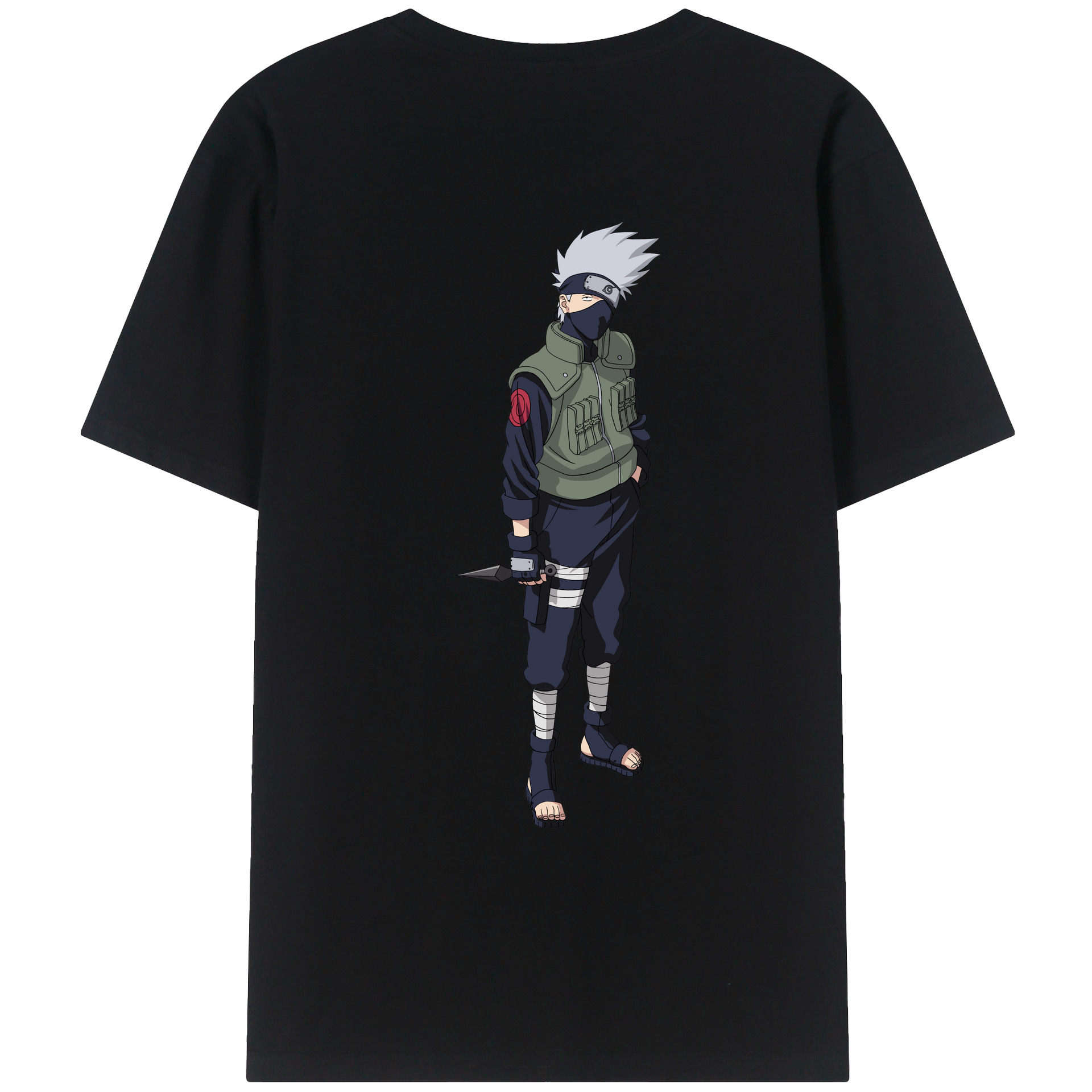 （画像用） NARUTO -ナルト- はたけ カカシ Hatake Kakashi 綿100％ メンズ半袖Tシャツ（バックプリント） 通気性