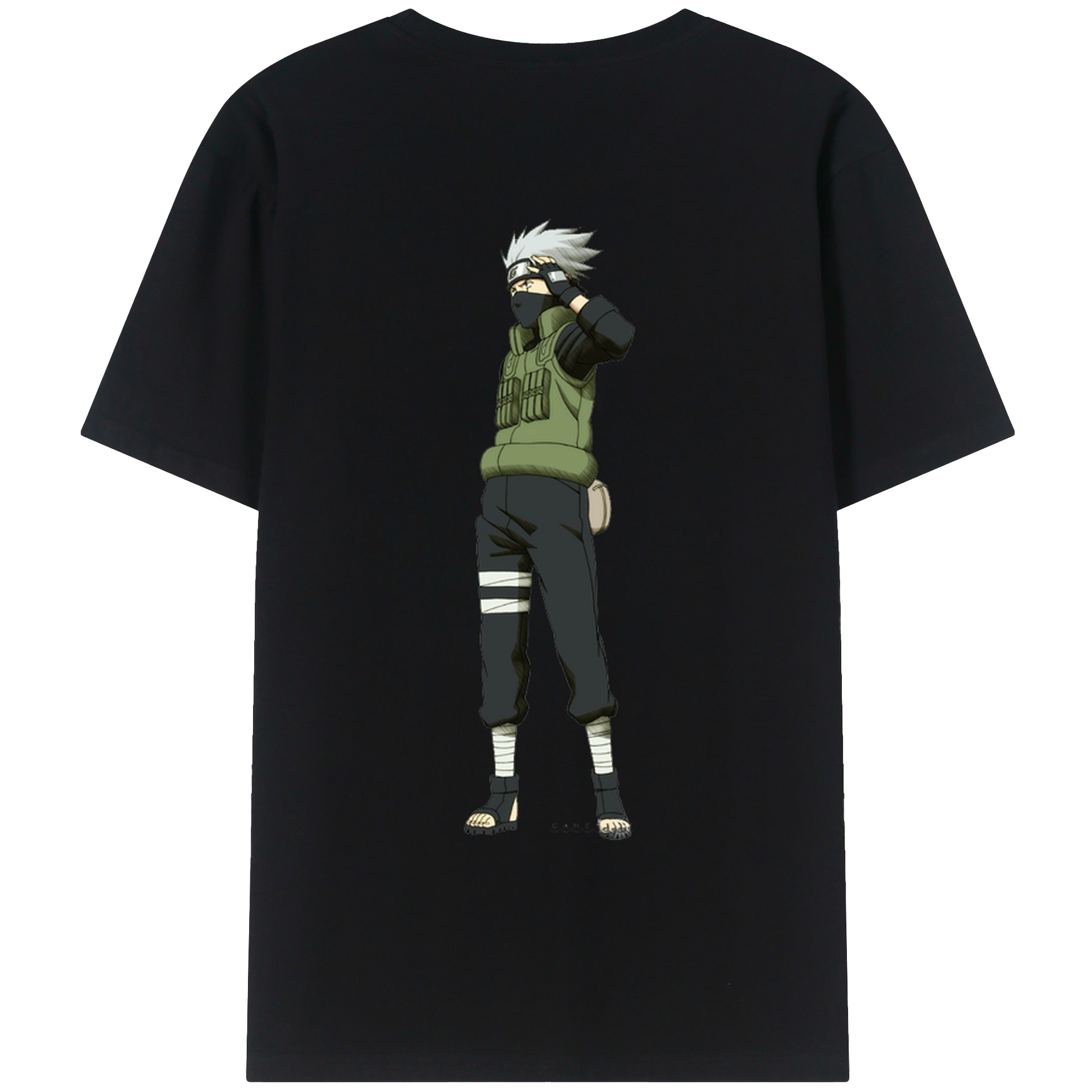 （画像用） NARUTO -ナルト- はたけ カカシ Hatake Kakashi 綿100％ メンズ半袖Tシャツ（バックプリント） 通気性