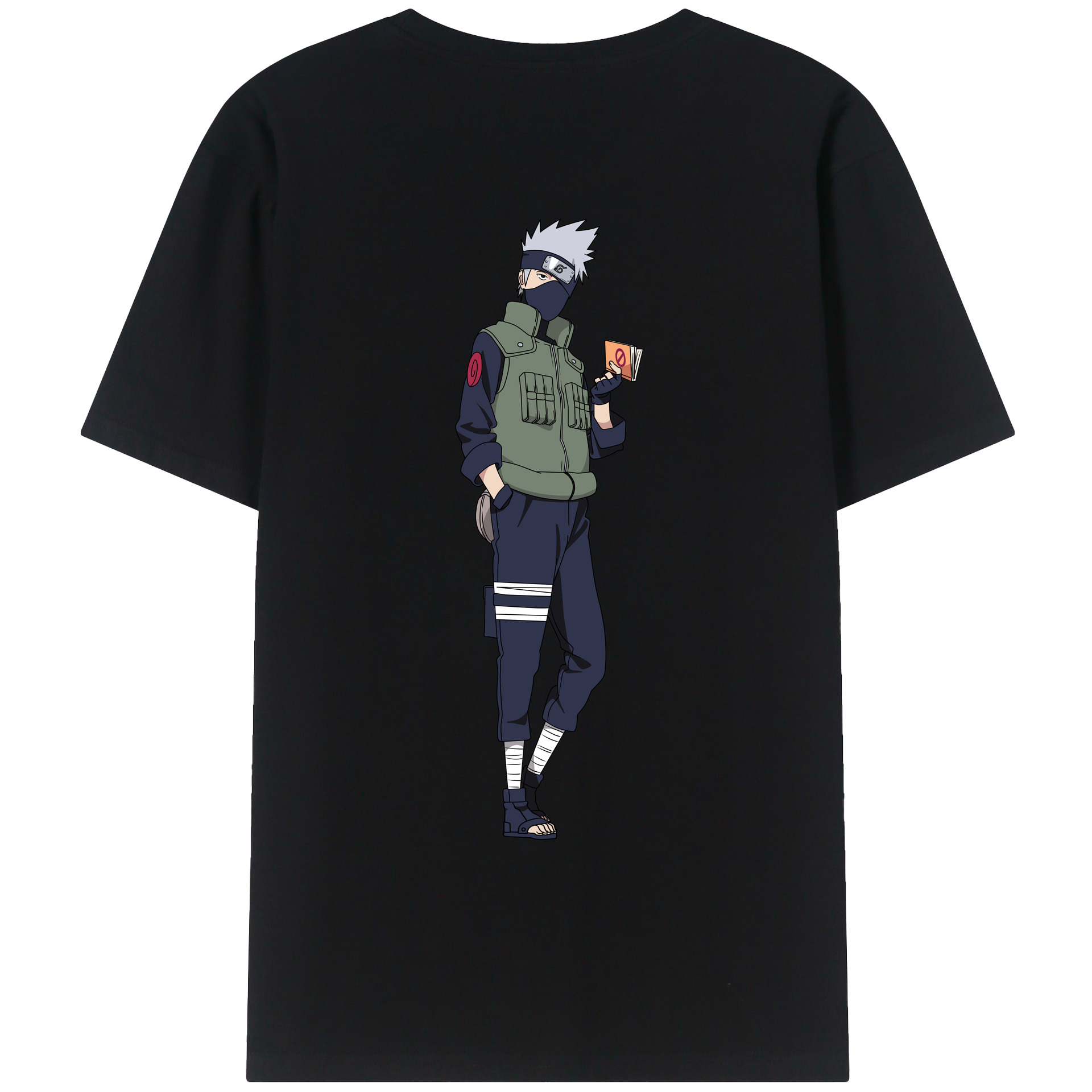（画像用） NARUTO -ナルト- はたけ カカシ Hatake Kakashi 綿100％ メンズ半袖Tシャツ（バックプリント） 通気性