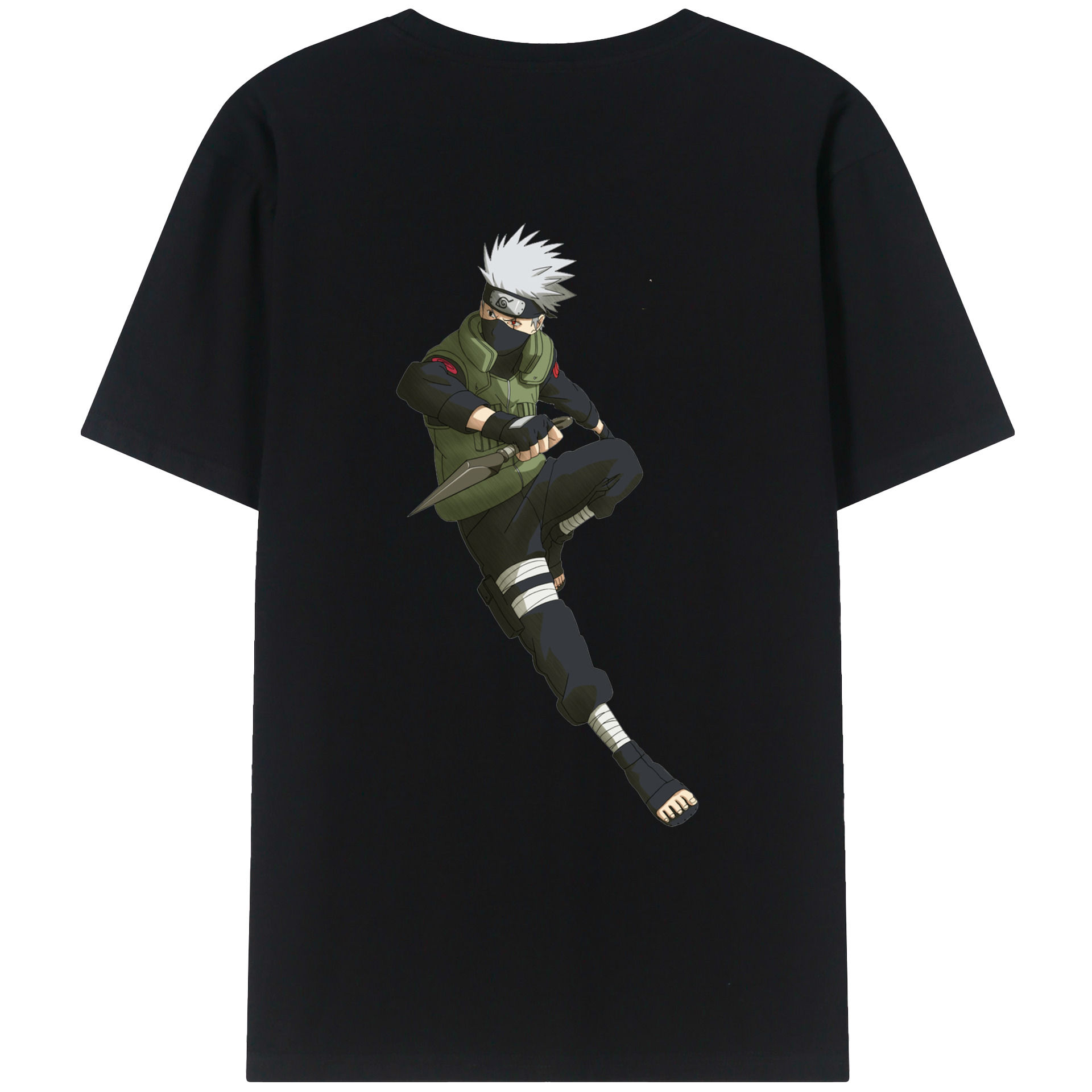 （画像用） NARUTO -ナルト- はたけ カカシ Hatake Kakashi 綿100％ メンズ半袖Tシャツ（バックプリント） 通気性