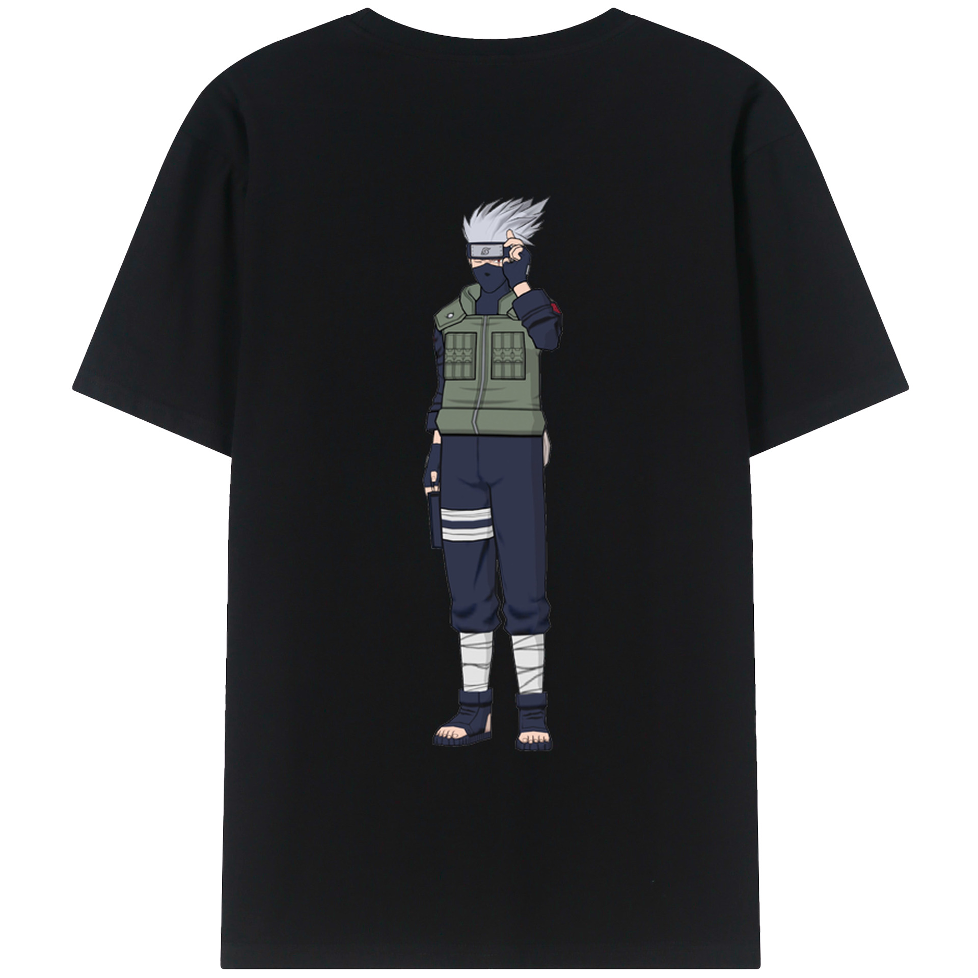 （画像用） NARUTO -ナルト- はたけ カカシ Hatake Kakashi 綿100％ メンズ半袖Tシャツ（バックプリント） 通気性