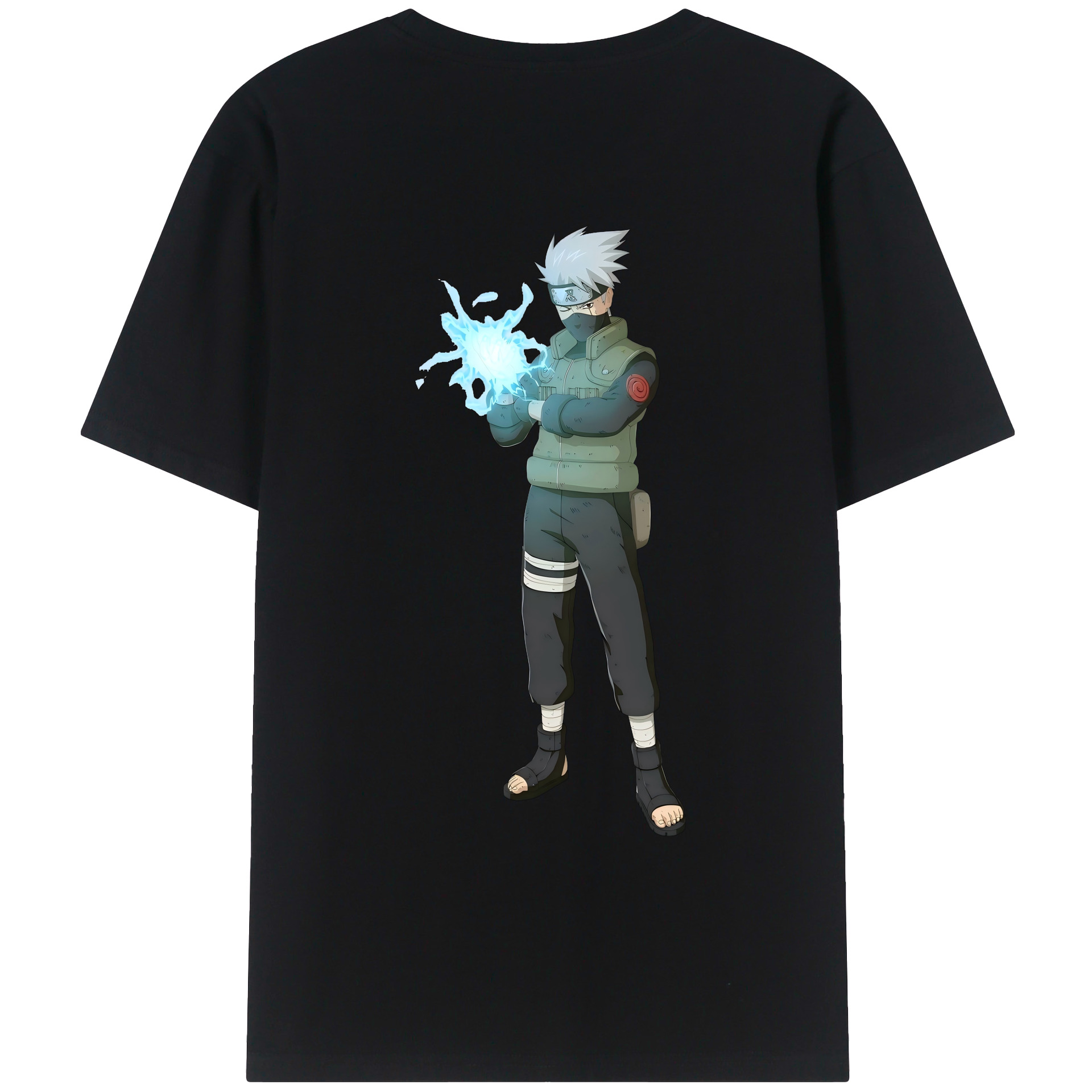 （画像用） NARUTO -ナルト- はたけ カカシ Hatake Kakashi 綿100％ メンズ半袖Tシャツ（バックプリント） 通気性