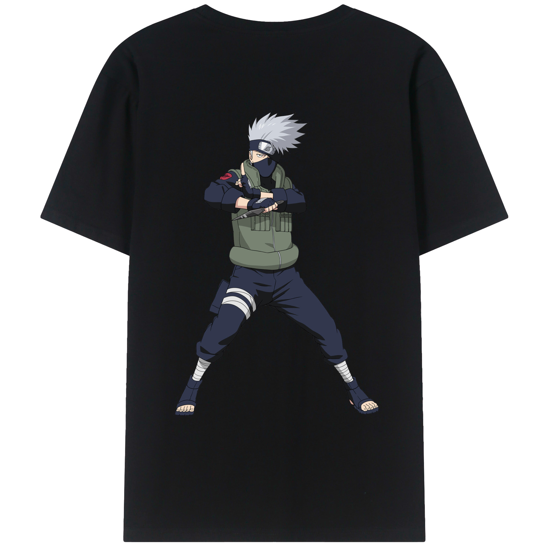 （画像用） NARUTO -ナルト- はたけ カカシ Hatake Kakashi 綿100％ メンズ半袖Tシャツ（バックプリント） 通気性