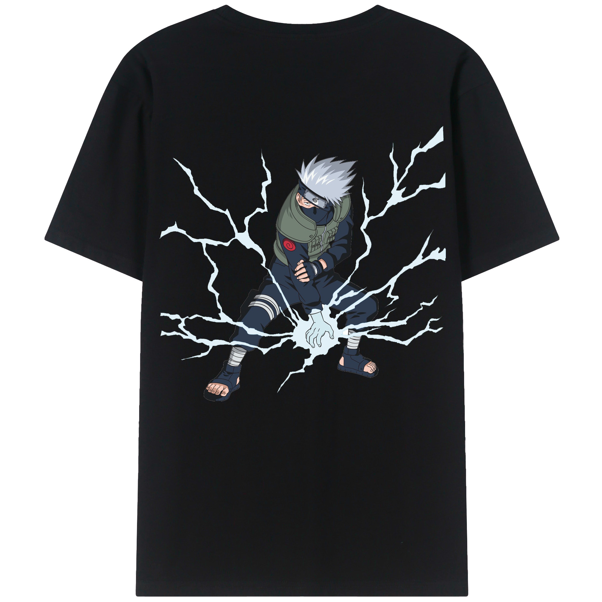 （画像用） NARUTO -ナルト- はたけ カカシ Hatake Kakashi 綿100％ メンズ半袖Tシャツ（バックプリント） 通気性