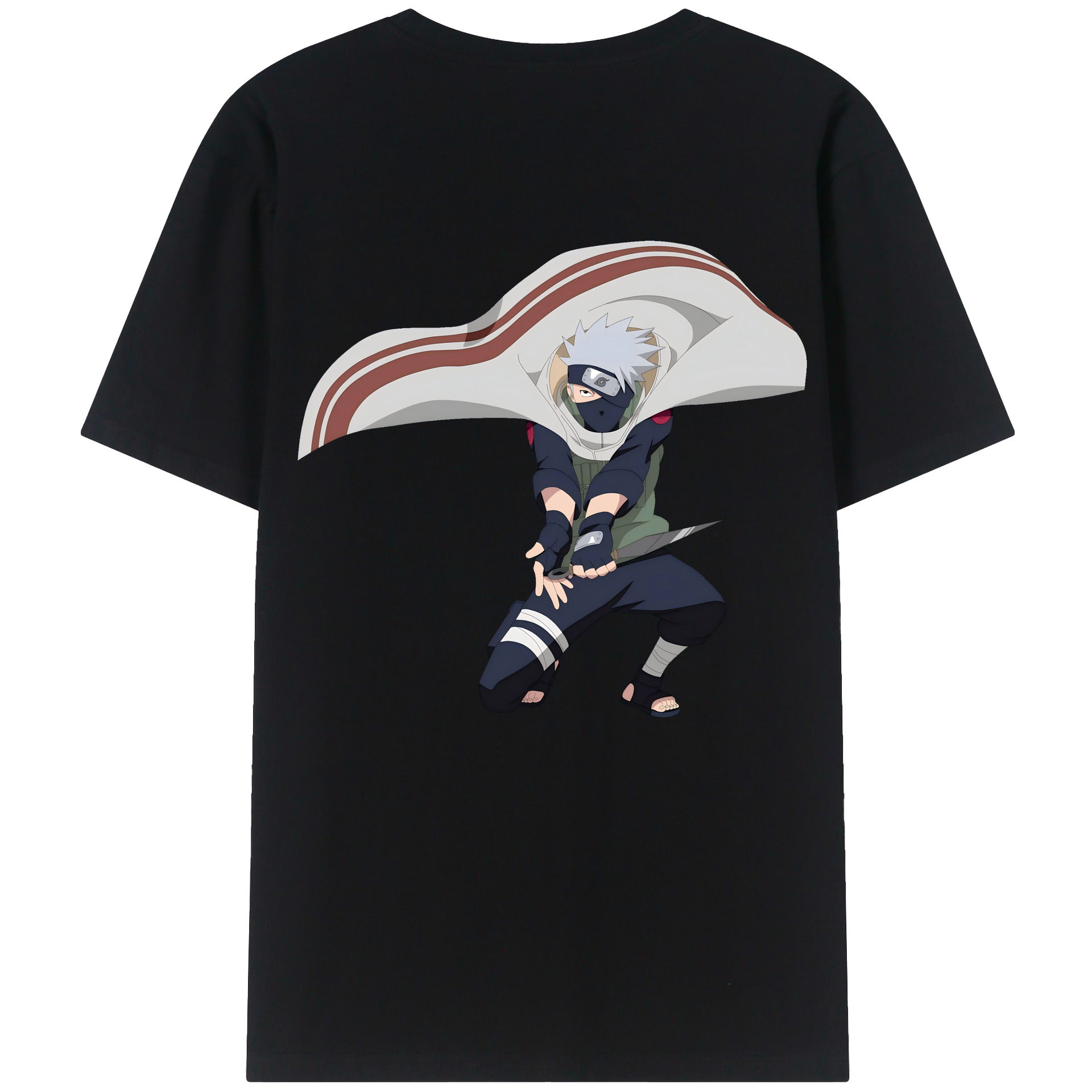 （画像用） NARUTO -ナルト- はたけ カカシ Hatake Kakashi 綿100％ メンズ半袖Tシャツ（バックプリント） 通気性