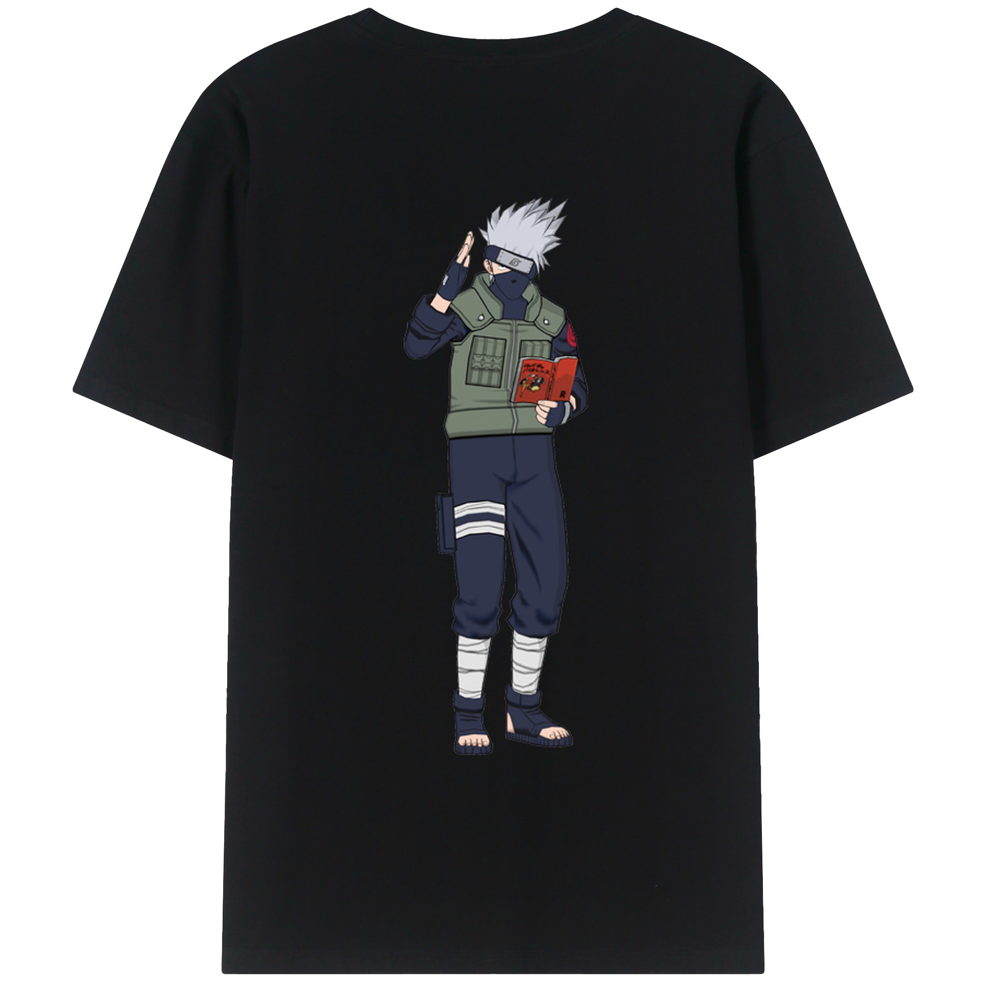 （画像用） NARUTO -ナルト- はたけ カカシ Hatake Kakashi 綿100％ メンズ半袖Tシャツ（バックプリント） 通気性