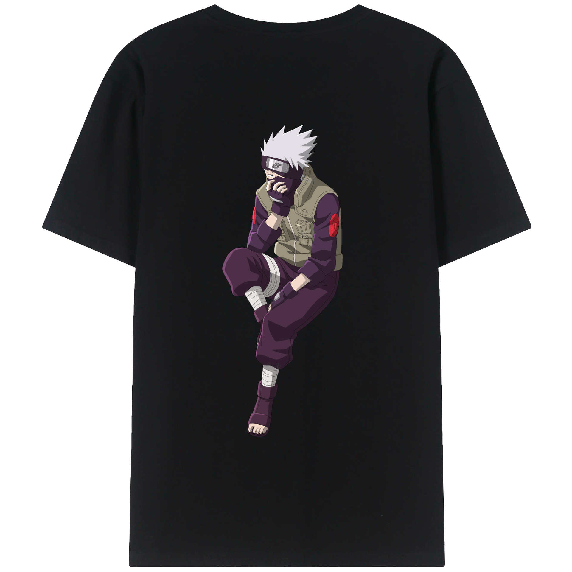 （画像用） NARUTO -ナルト- はたけ カカシ Hatake Kakashi 綿100％ メンズ半袖Tシャツ（バックプリント） 通気性