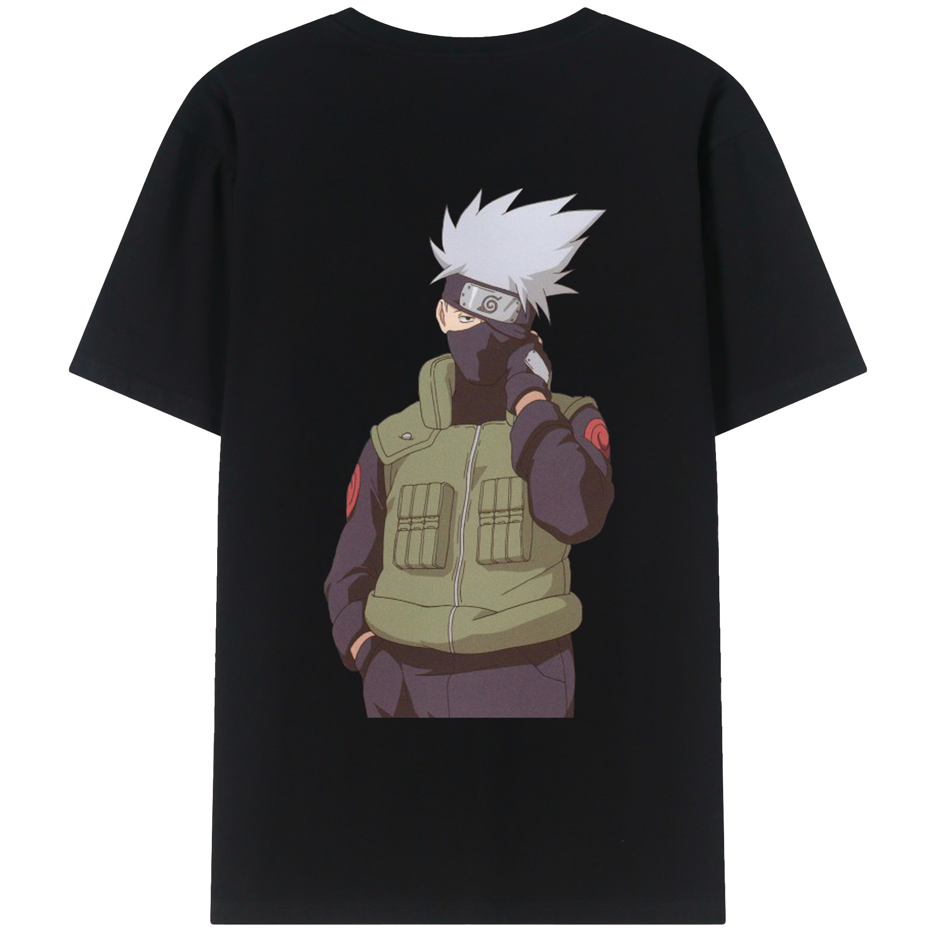 （画像用） NARUTO -ナルト- はたけ カカシ Hatake Kakashi 綿100％ メンズ半袖Tシャツ（バックプリント） 通気性
