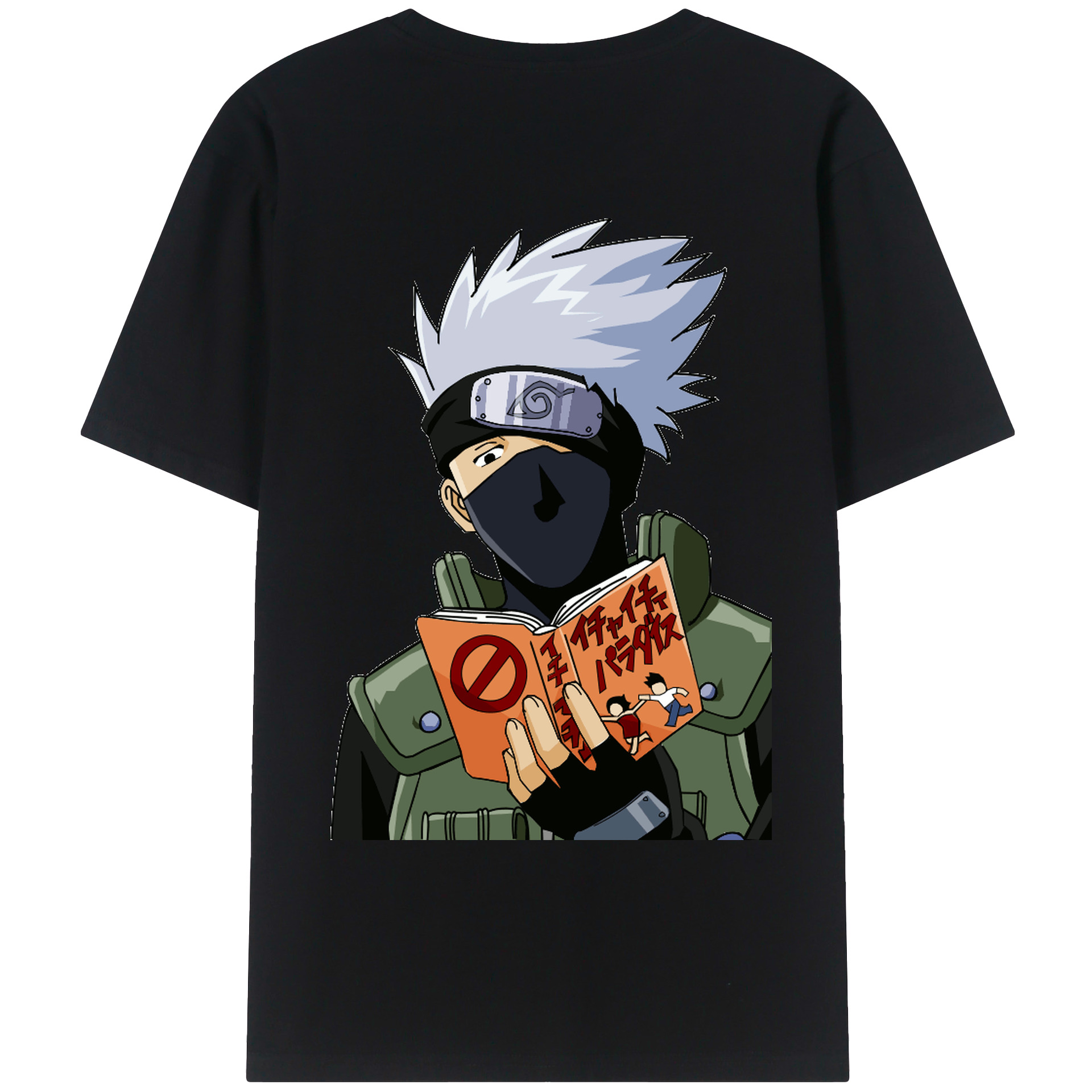 （画像用） NARUTO -ナルト- はたけ カカシ Hatake Kakashi 綿100％ メンズ半袖Tシャツ（バックプリント） 通気性