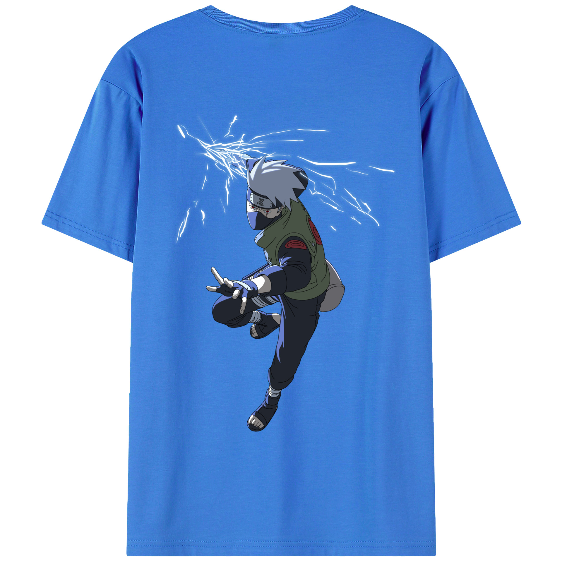 （画像用） NARUTO -ナルト- はたけ カカシ Hatake Kakashi 綿100％ メンズ半袖Tシャツ（バックプリント） 通気性