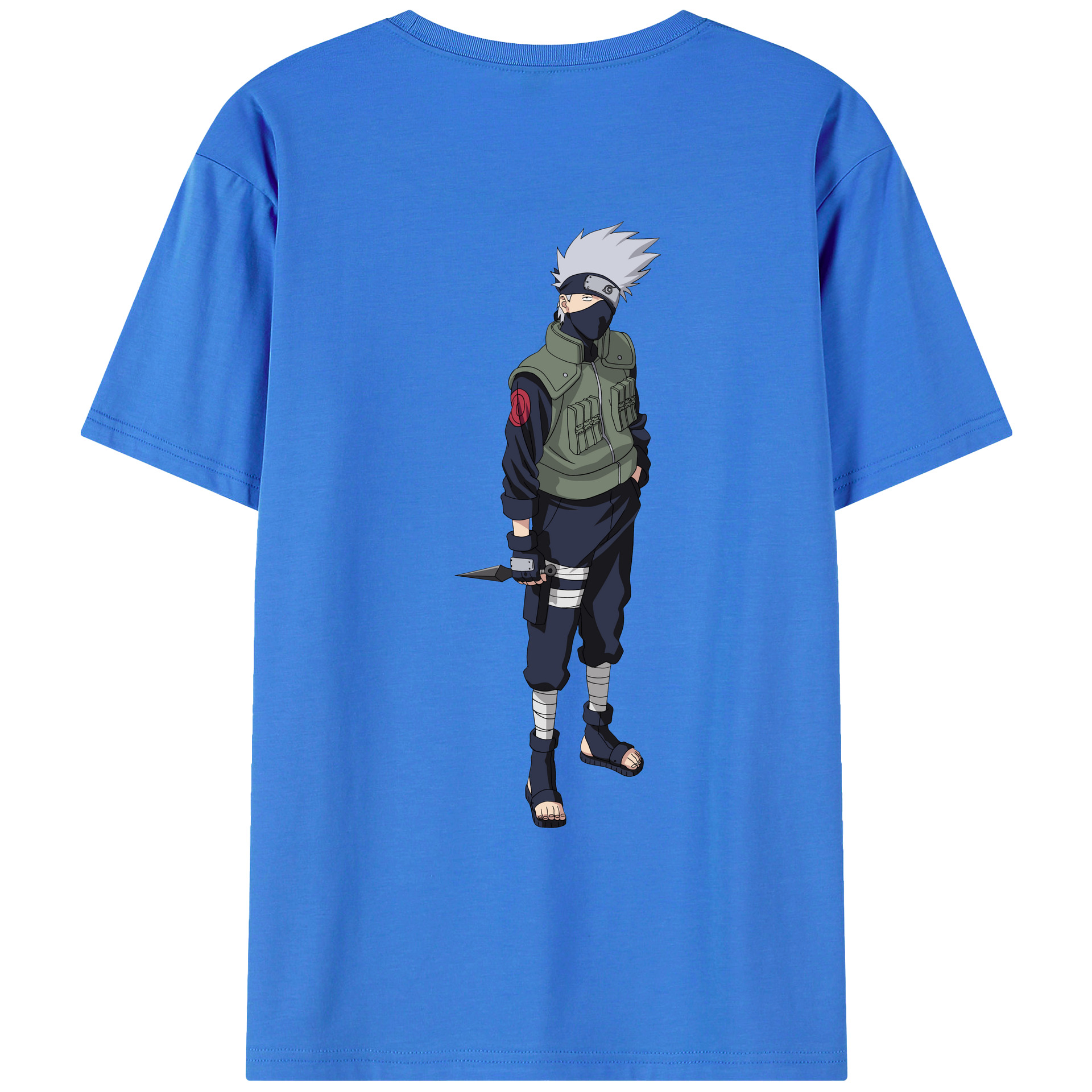 （画像用） NARUTO -ナルト- はたけ カカシ Hatake Kakashi 綿100％ メンズ半袖Tシャツ（バックプリント） 通気性