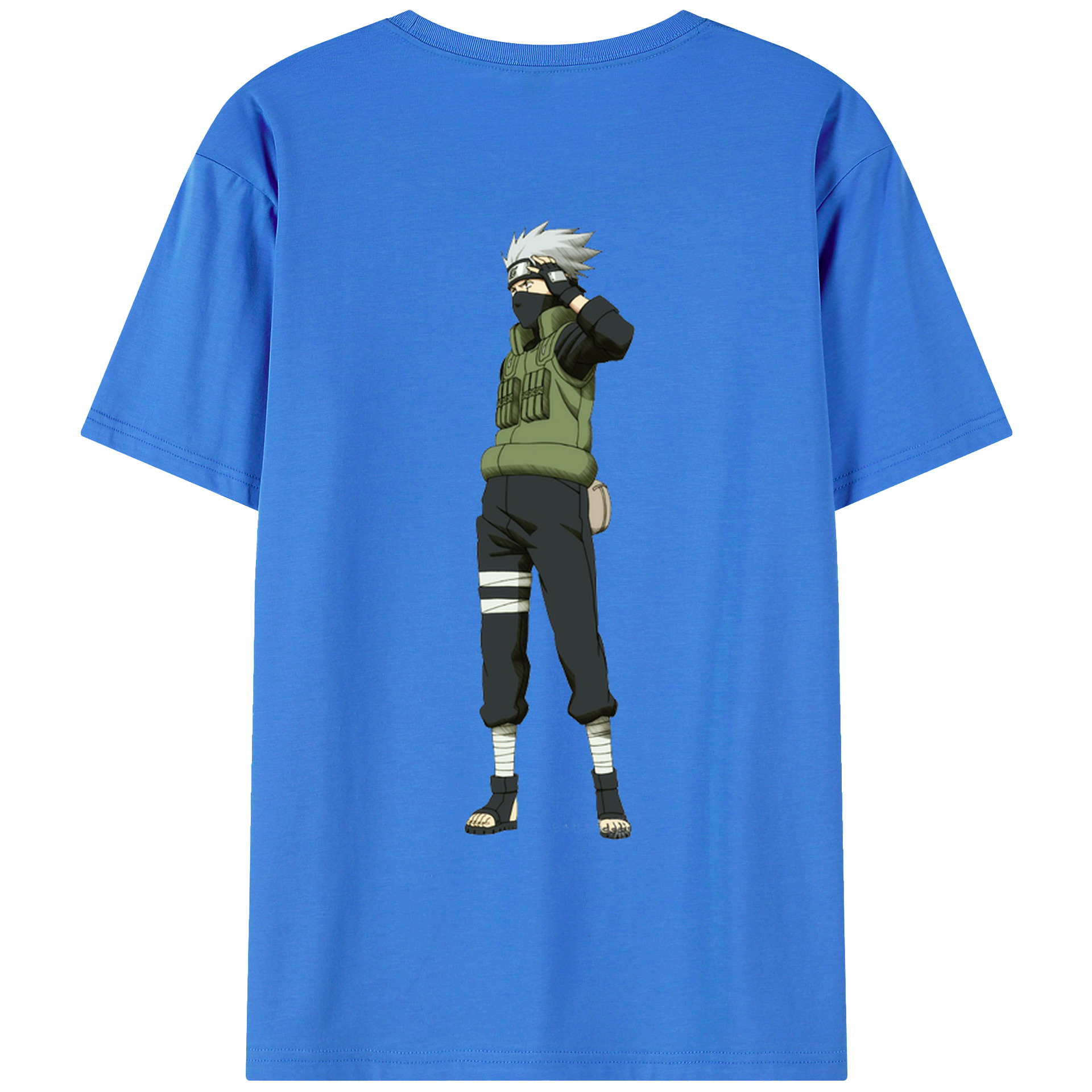 （画像用） NARUTO -ナルト- はたけ カカシ Hatake Kakashi 綿100％ メンズ半袖Tシャツ（バックプリント） 通気性