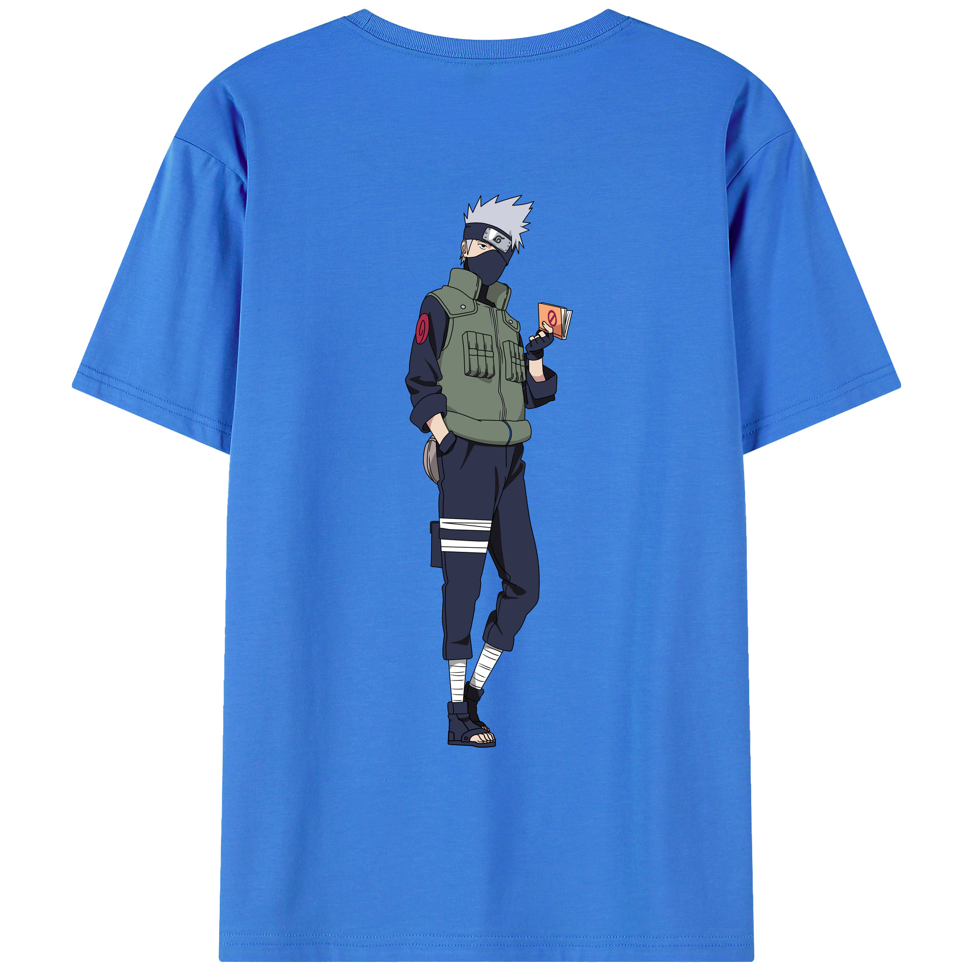 （画像用） NARUTO -ナルト- はたけ カカシ Hatake Kakashi 綿100％ メンズ半袖Tシャツ（バックプリント） 通気性