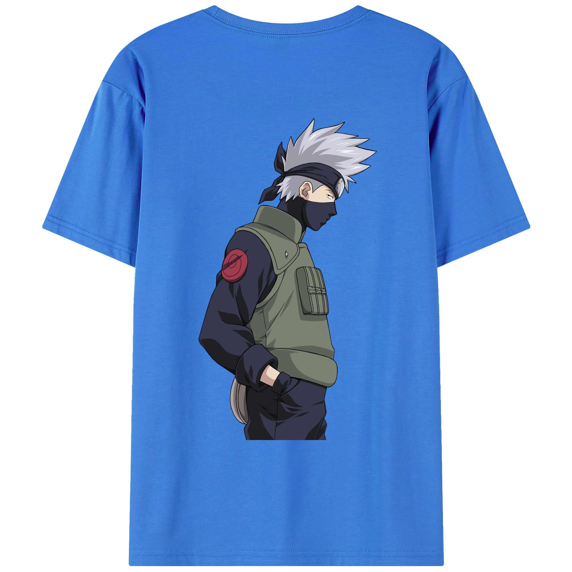（画像用） NARUTO -ナルト- はたけ カカシ Hatake Kakashi 綿100％ メンズ半袖Tシャツ（バックプリント） 通気性