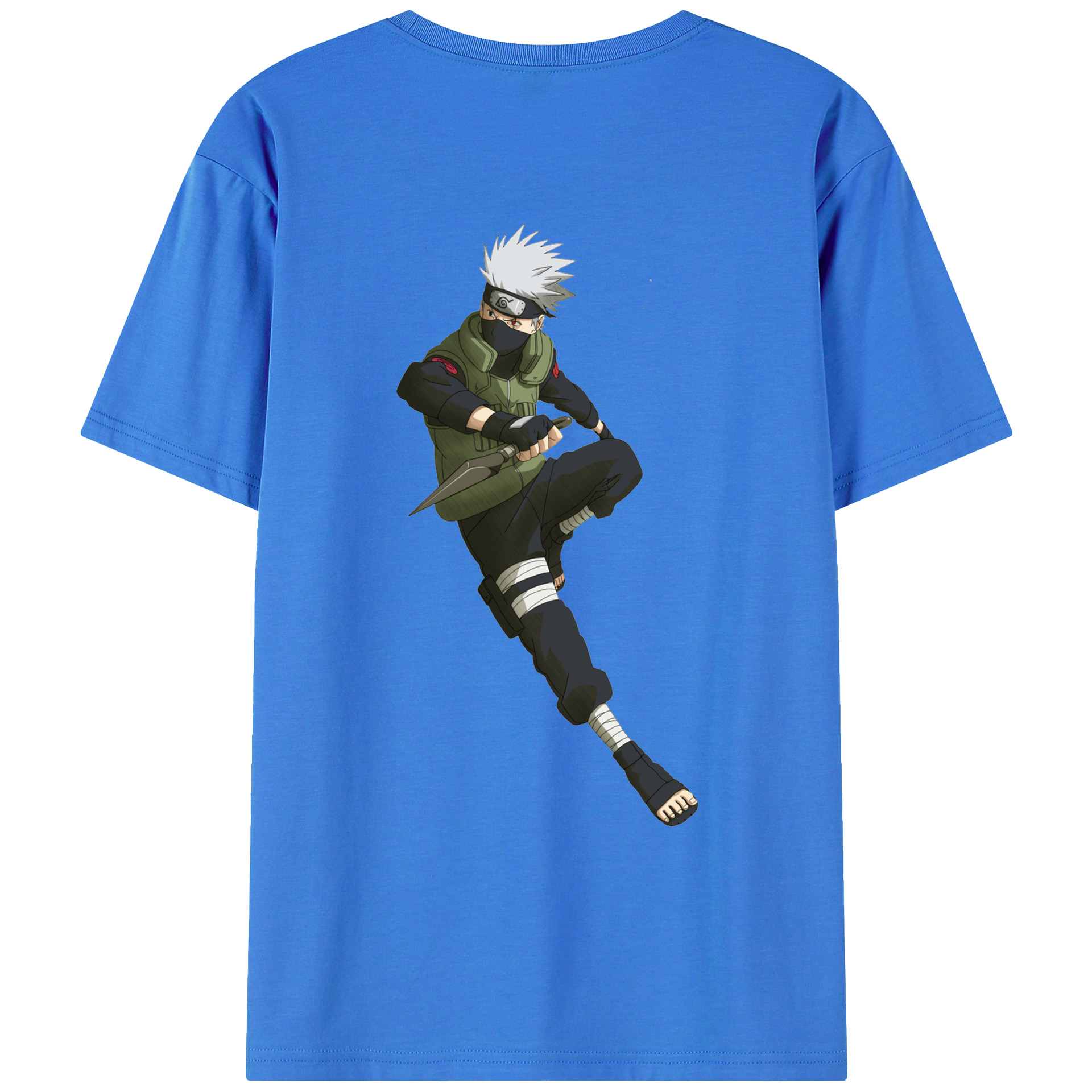 （画像用） NARUTO -ナルト- はたけ カカシ Hatake Kakashi 綿100％ メンズ半袖Tシャツ（バックプリント） 通気性