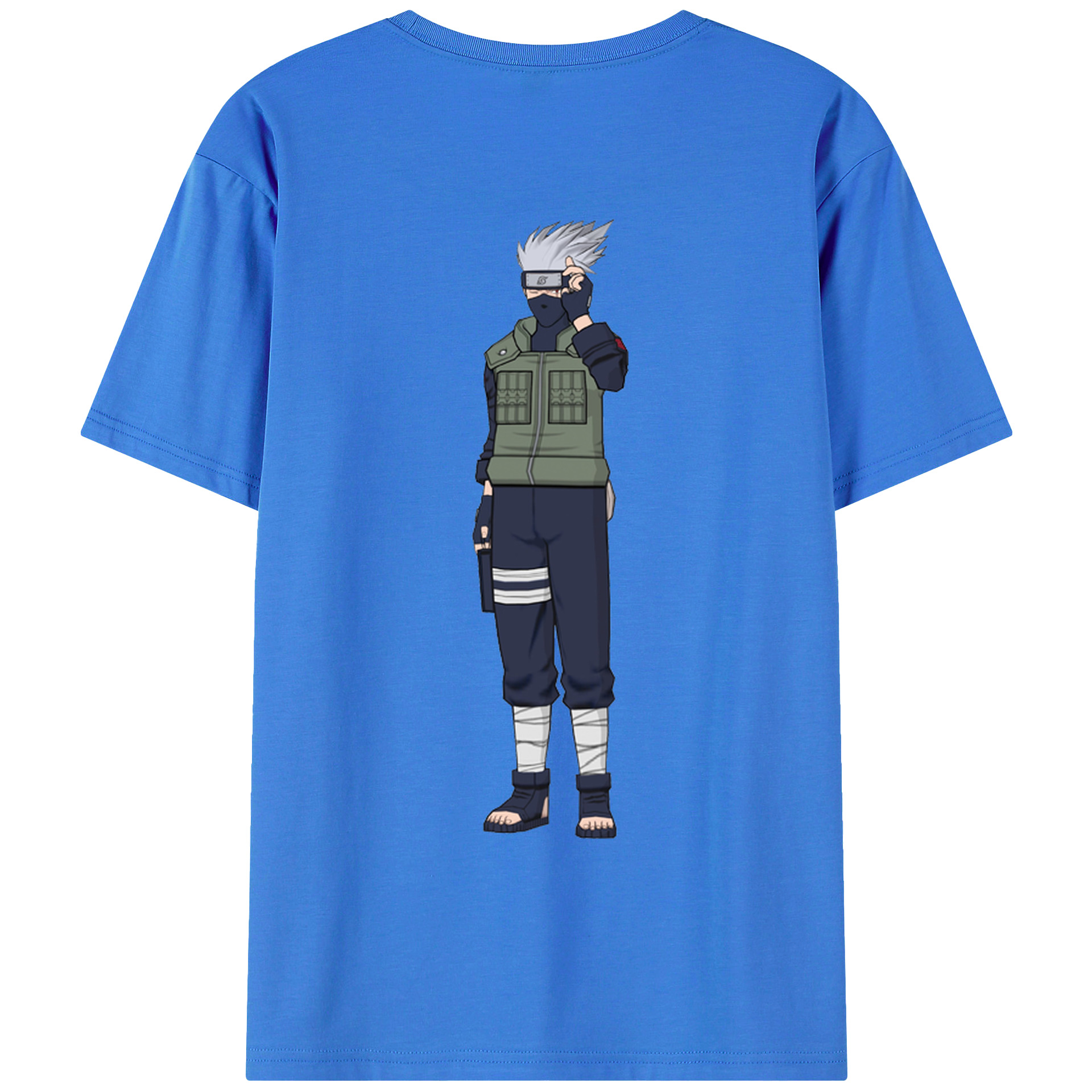 （画像用） NARUTO -ナルト- はたけ カカシ Hatake Kakashi 綿100％ メンズ半袖Tシャツ（バックプリント） 通気性