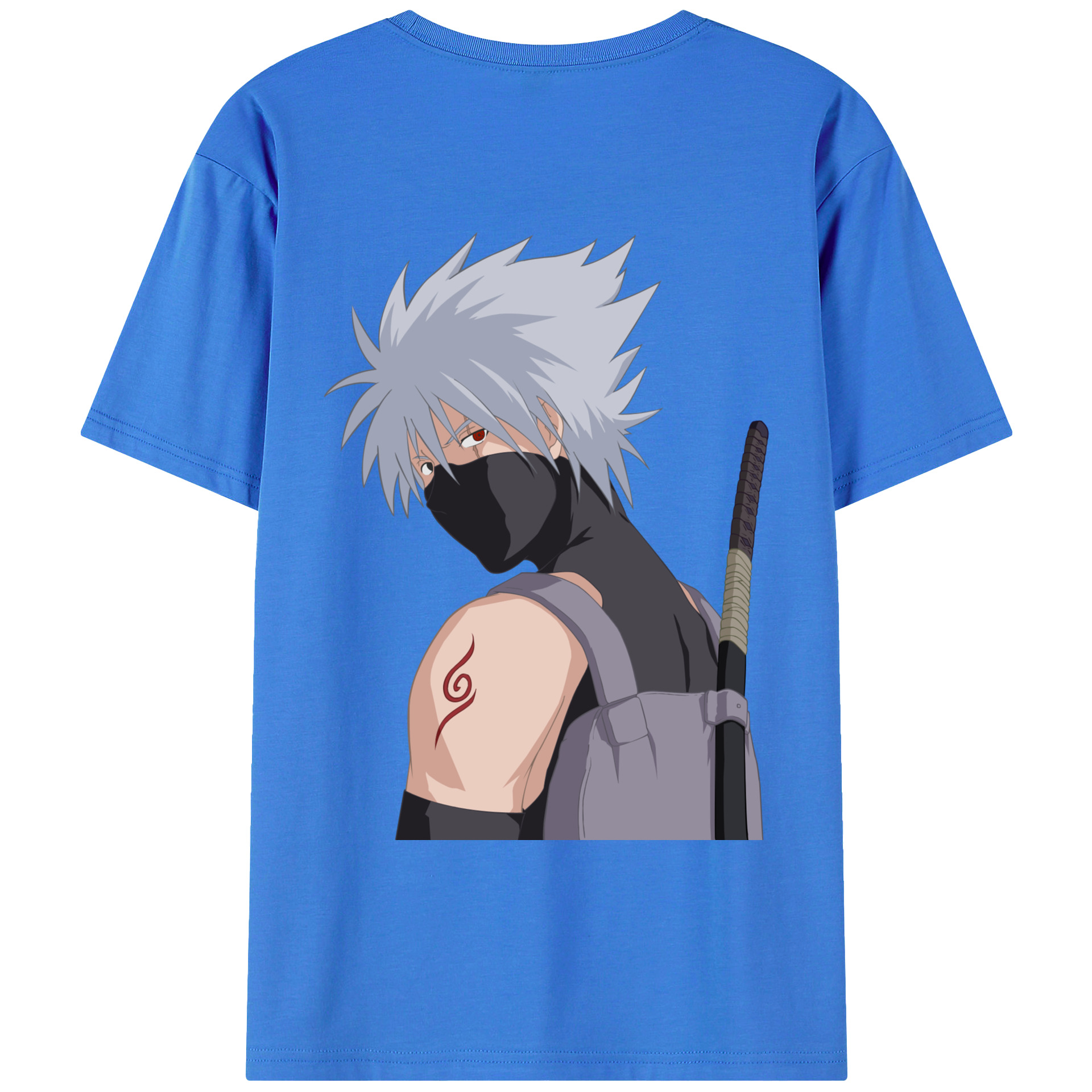 （画像用） NARUTO -ナルト- はたけ カカシ Hatake Kakashi 綿100％ メンズ半袖Tシャツ（バックプリント） 通気性
