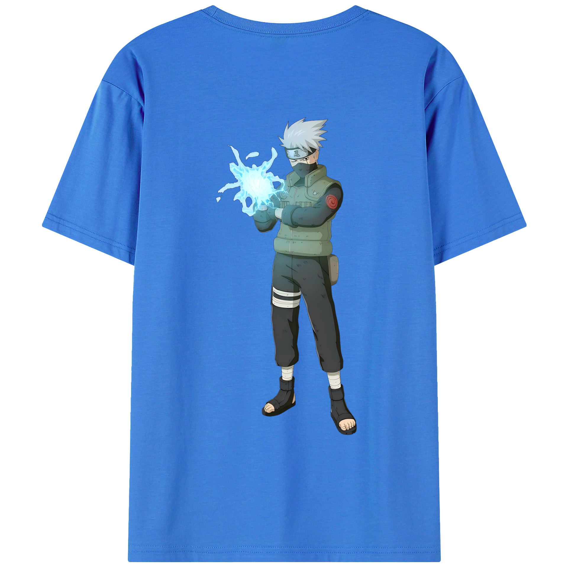 （画像用） NARUTO -ナルト- はたけ カカシ Hatake Kakashi 綿100％ メンズ半袖Tシャツ（バックプリント） 通気性