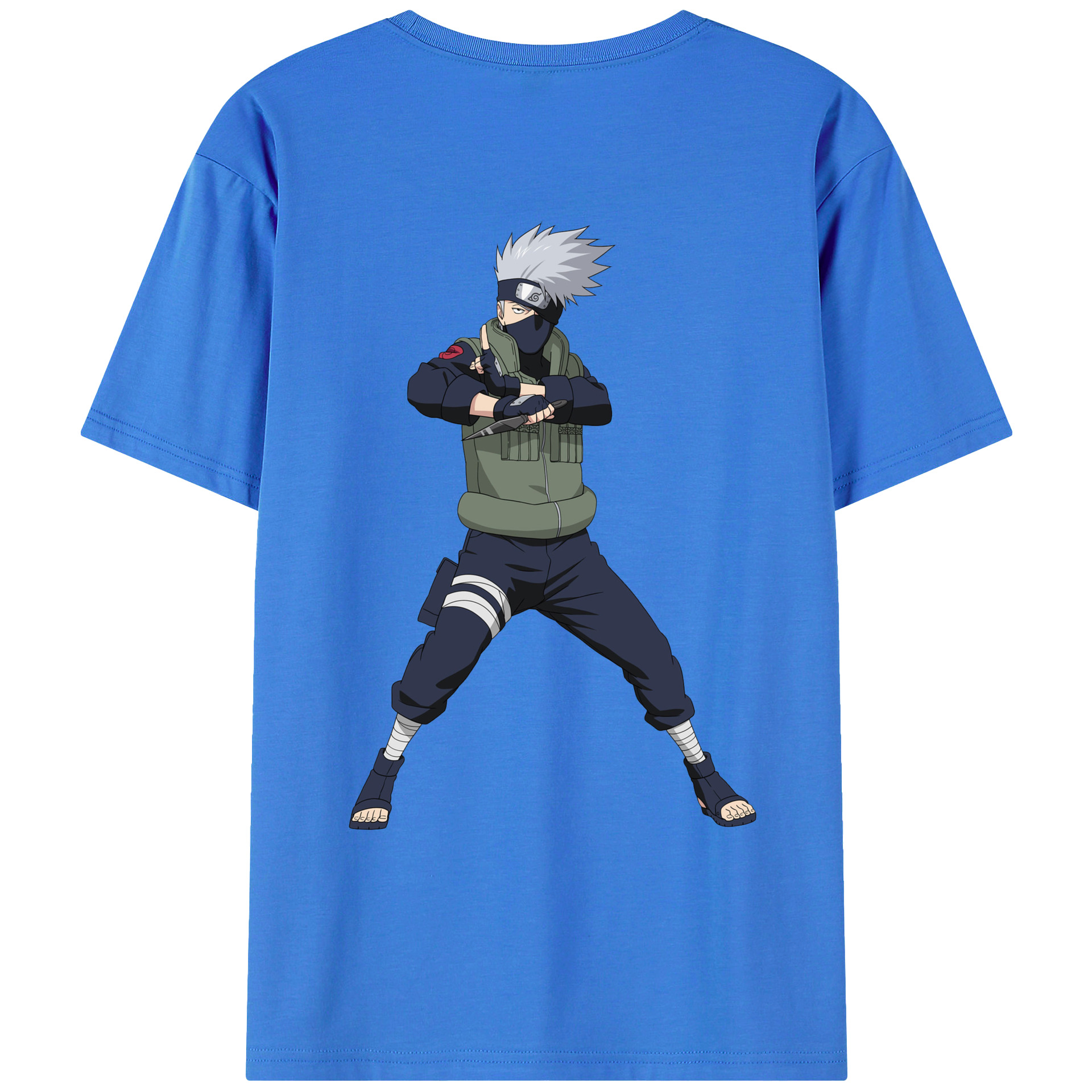 （画像用） NARUTO -ナルト- はたけ カカシ Hatake Kakashi 綿100％ メンズ半袖Tシャツ（バックプリント） 通気性