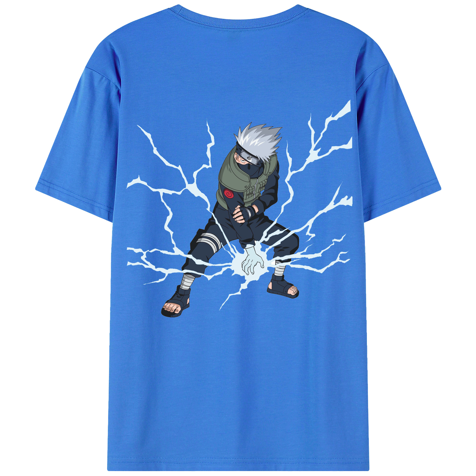 （画像用） NARUTO -ナルト- はたけ カカシ Hatake Kakashi 綿100％ メンズ半袖Tシャツ（バックプリント） 通気性