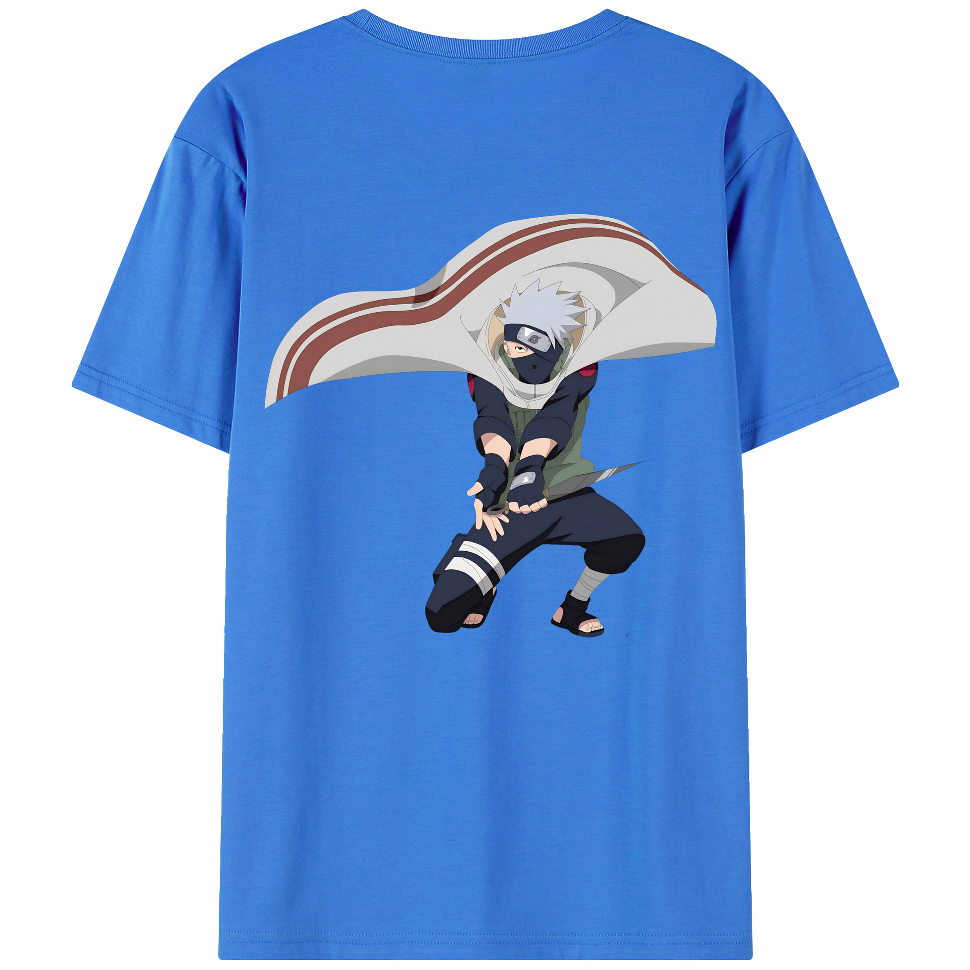 （画像用） NARUTO -ナルト- はたけ カカシ Hatake Kakashi 綿100％ メンズ半袖Tシャツ（バックプリント） 通気性