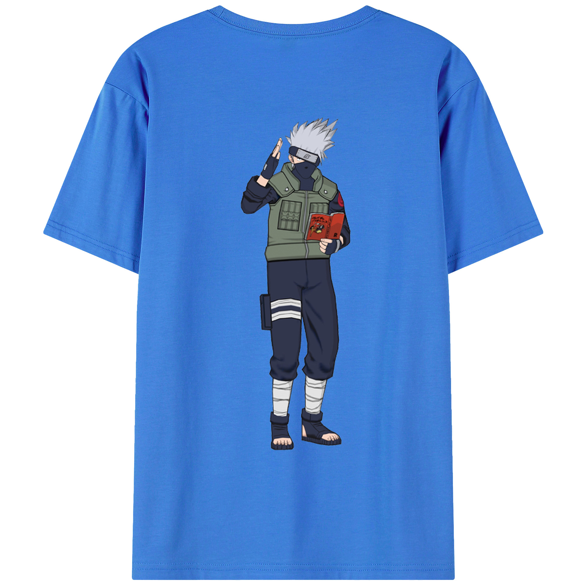 （画像用） NARUTO -ナルト- はたけ カカシ Hatake Kakashi 綿100％ メンズ半袖Tシャツ（バックプリント） 通気性