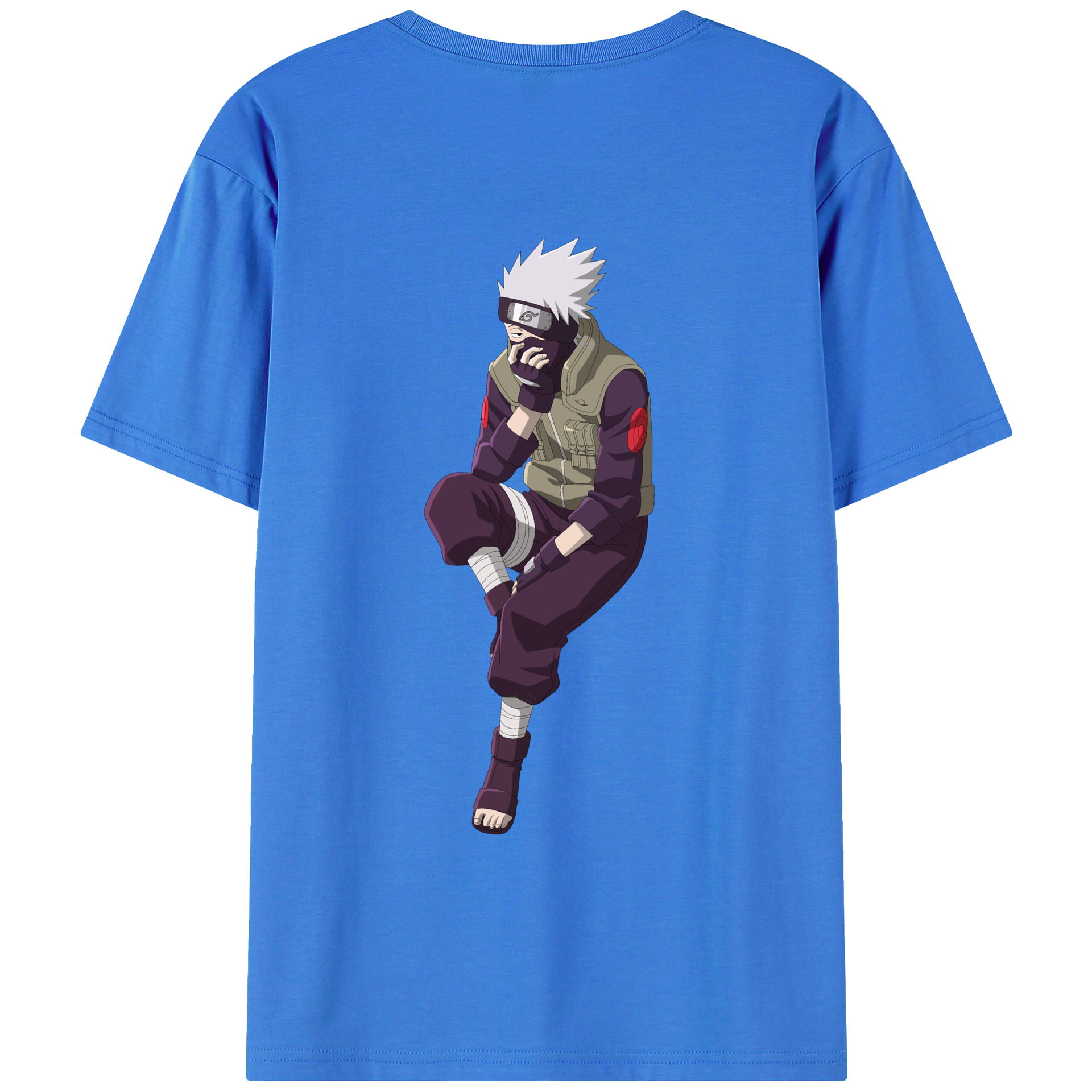 （画像用） NARUTO -ナルト- はたけ カカシ Hatake Kakashi 綿100％ メンズ半袖Tシャツ（バックプリント） 通気性