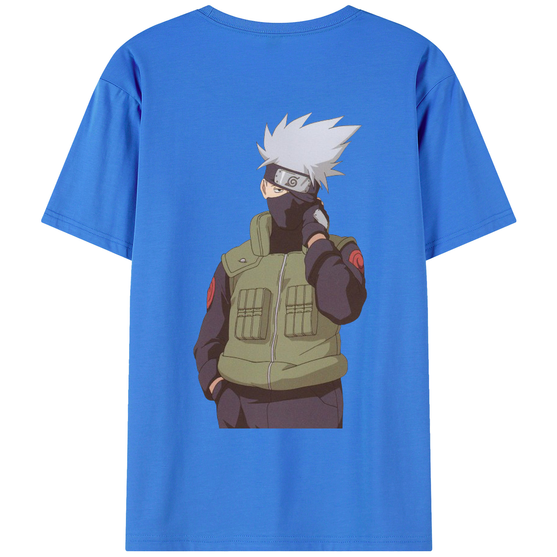 （画像用） NARUTO -ナルト- はたけ カカシ Hatake Kakashi 綿100％ メンズ半袖Tシャツ（バックプリント） 通気性